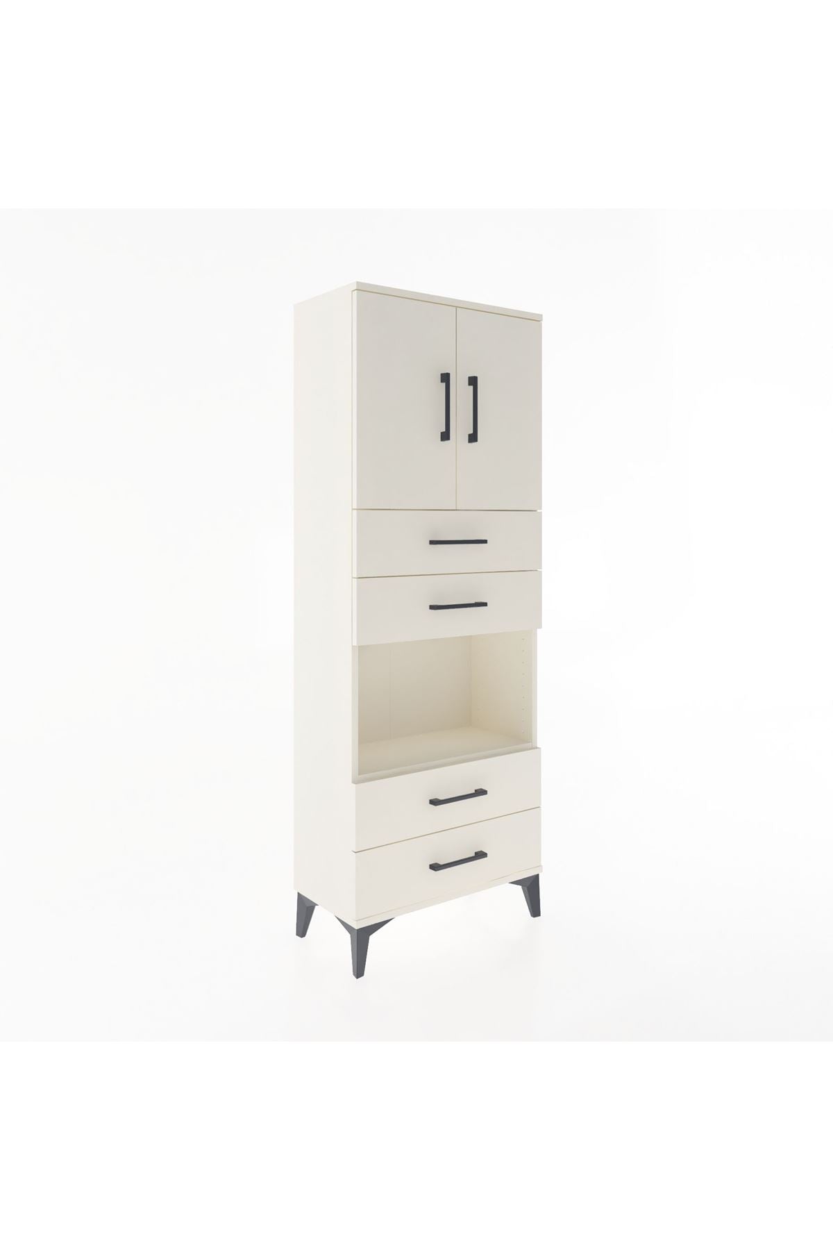 Arges Dolap 3 Raflı 4 Çekmeceli 2 Kapaklı 60x30x163 - S20M091V1A
