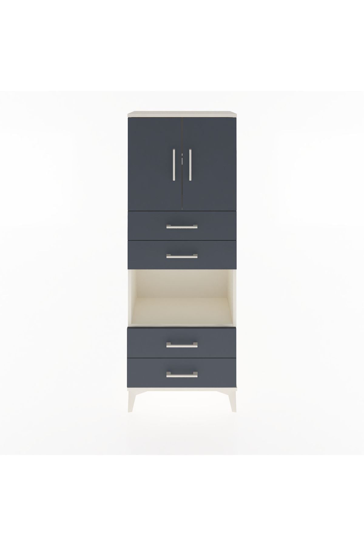 Arges Dolap 3 Raflı 4 Çekmeceli 2 Kapaklı 60x30x163 - S20M091V2A