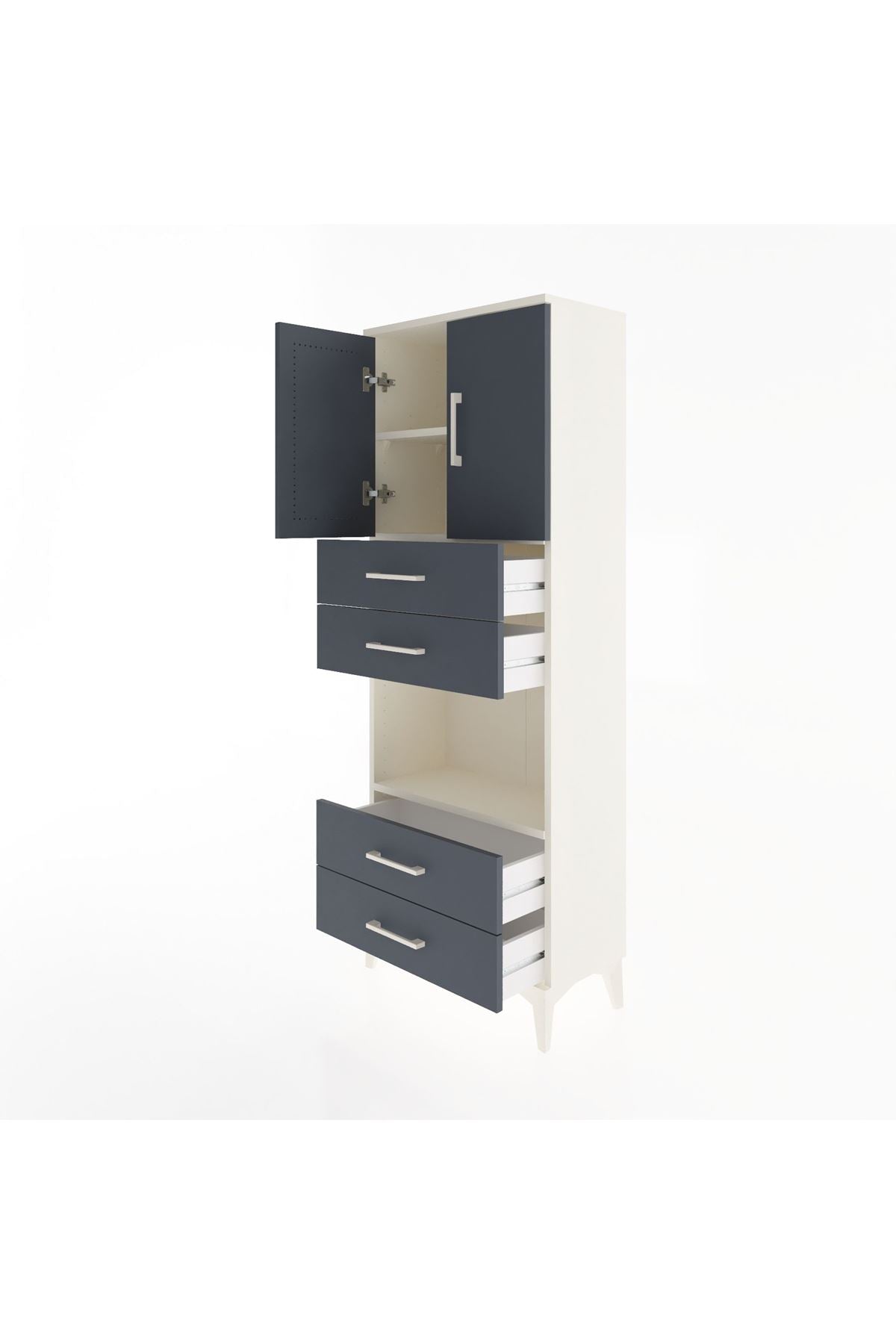 Arges Dolap 3 Raflı 4 Çekmeceli 2 Kapaklı 60x30x163 - S20M091V2A