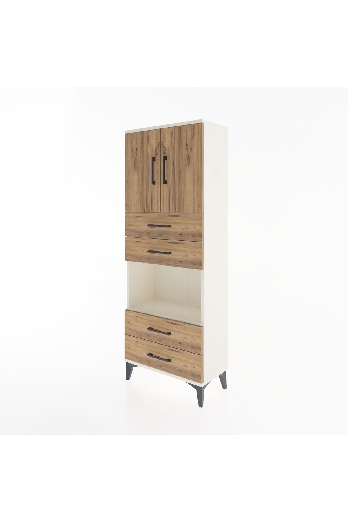 Arges Dolap 3 Raflı 4 Çekmeceli 2 Kapaklı 60x30x163 - S20M091V3A