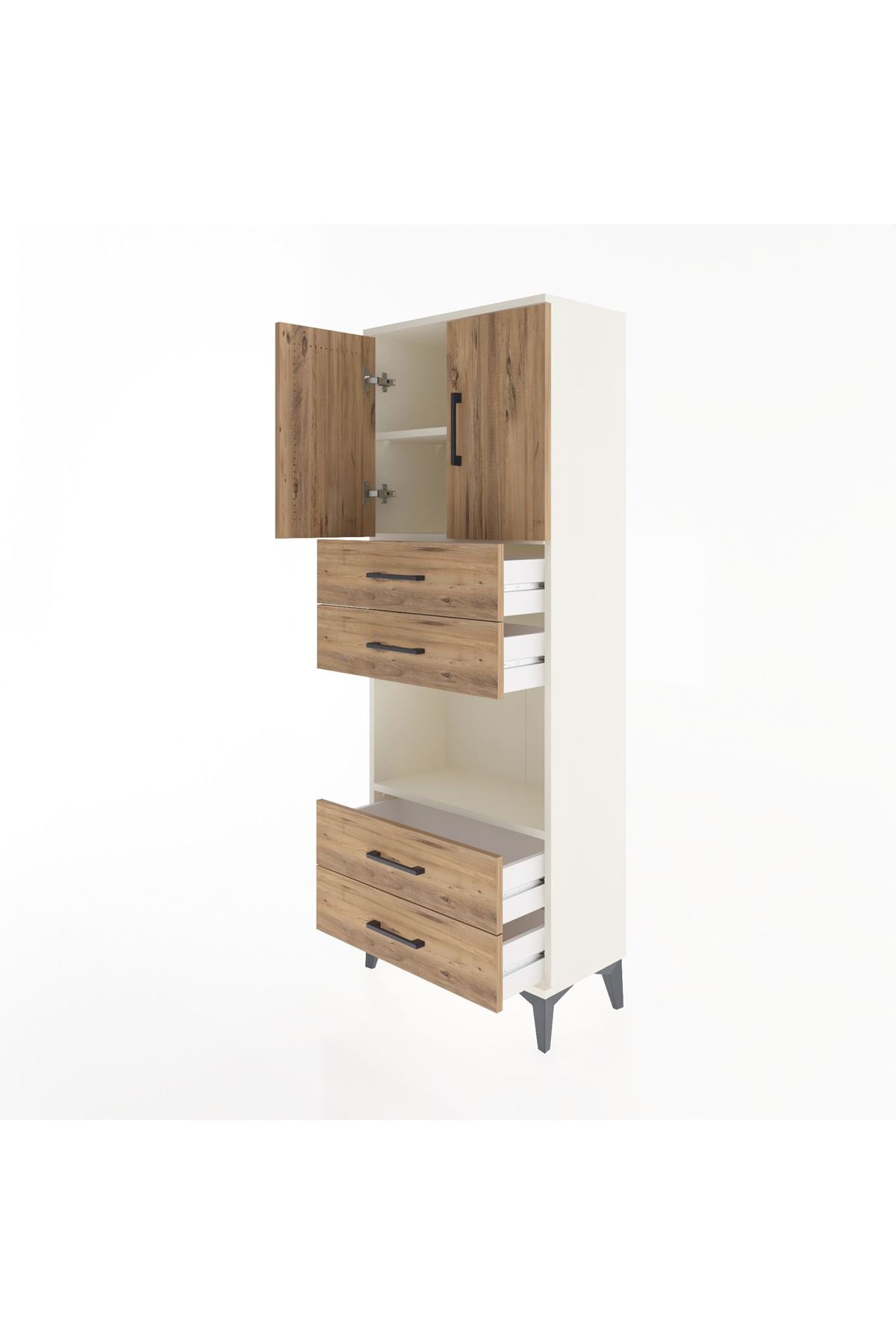 Arges Dolap 3 Raflı 4 Çekmeceli 2 Kapaklı 60x30x163 - S20M091V3A