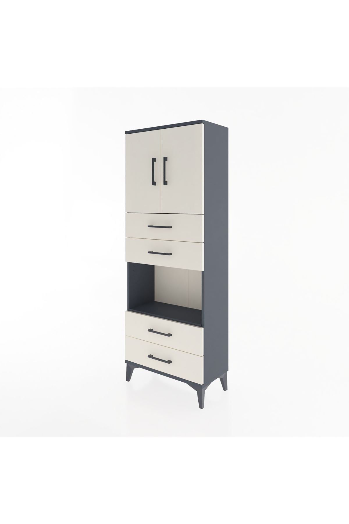 Arges Dolap 3 Raflı 4 Çekmeceli 2 Kapaklı 60x30x163 - S20M091V4A