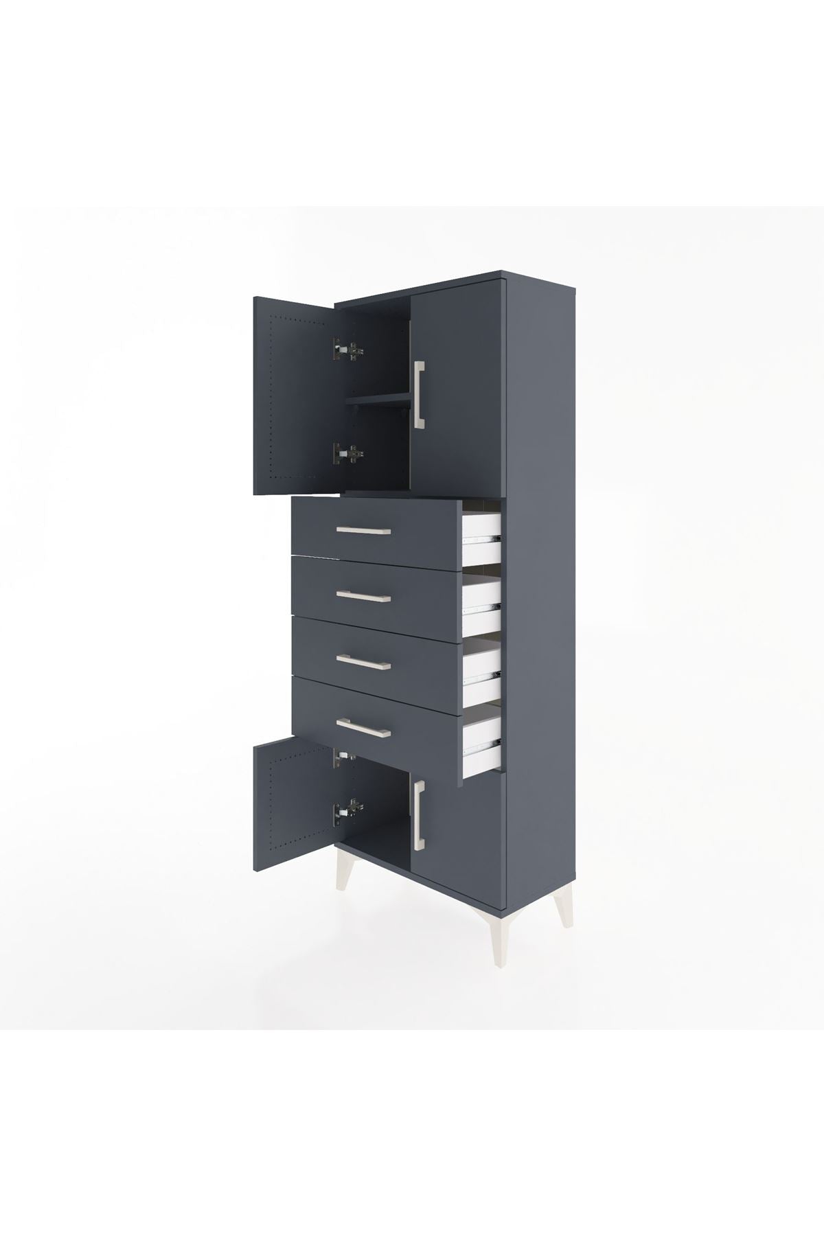 Arges Dolap 2 Raflı 4 Çekmeceli 4 Kapaklı 60x30x163 - S20M093V5A