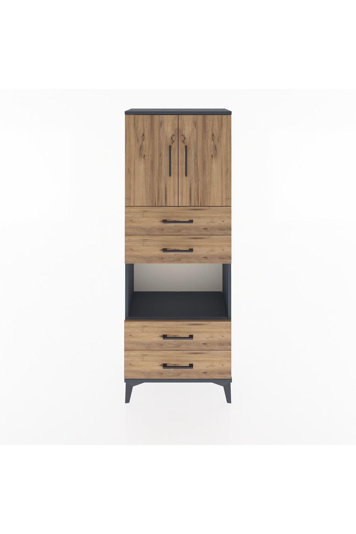 Arges Dolap 3 Raflı 4 Çekmeceli 2 Kapaklı 60x30x163 - S20M091V6A