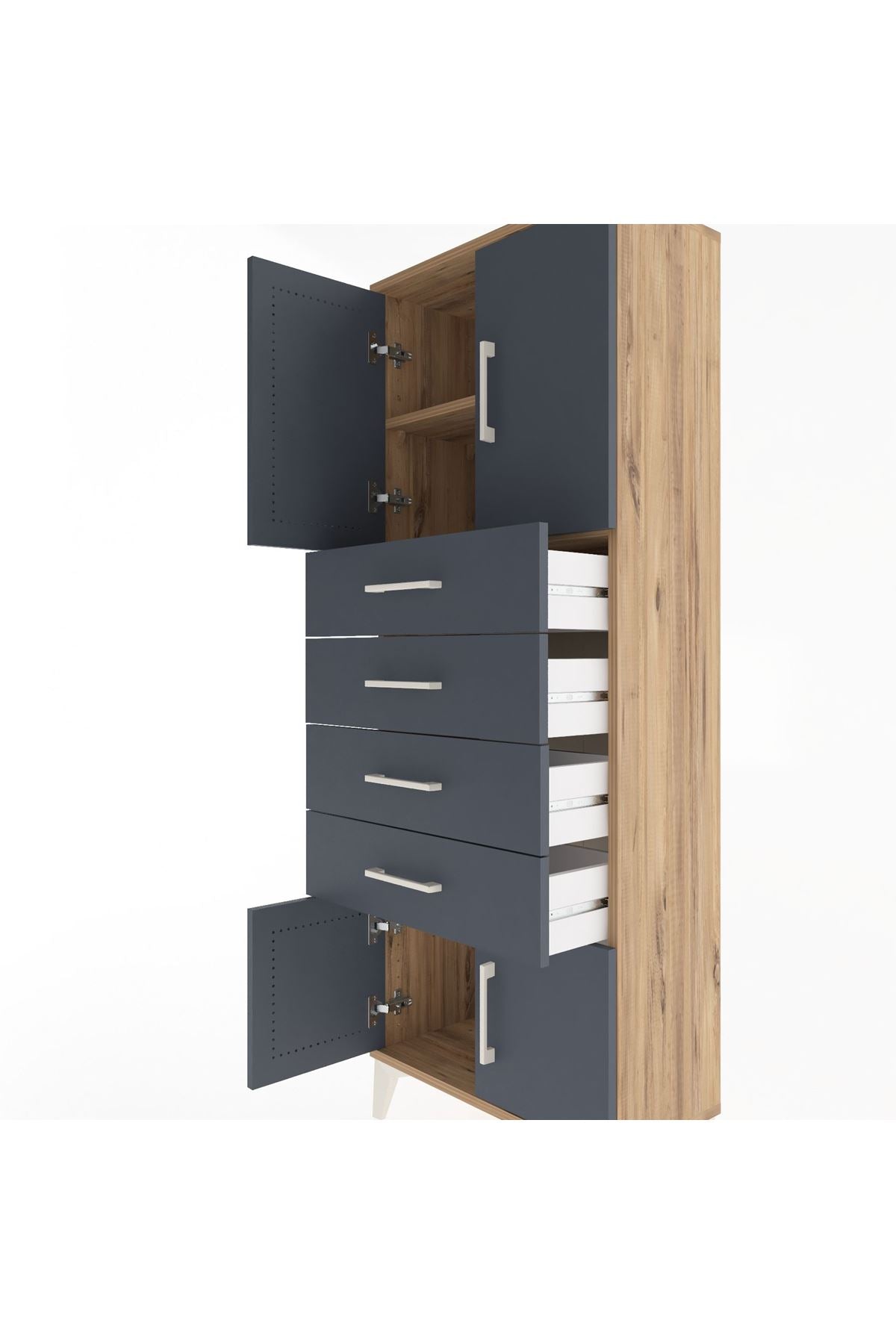Arges Dolap 2 Raflı 4 Çekmeceli 4 Kapaklı 60x30x163 - S20M093V8A
