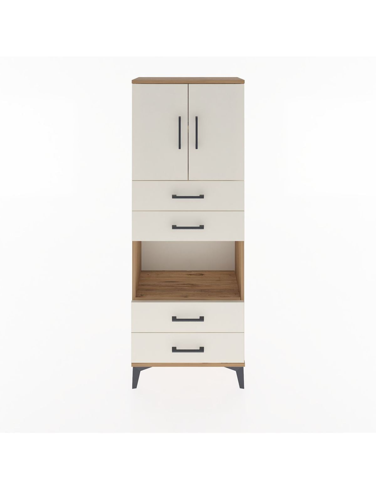 Arges Dolap 3 Raflı 4 Çekmeceli 2 Kapaklı 60x30x163 - S20M091V7A