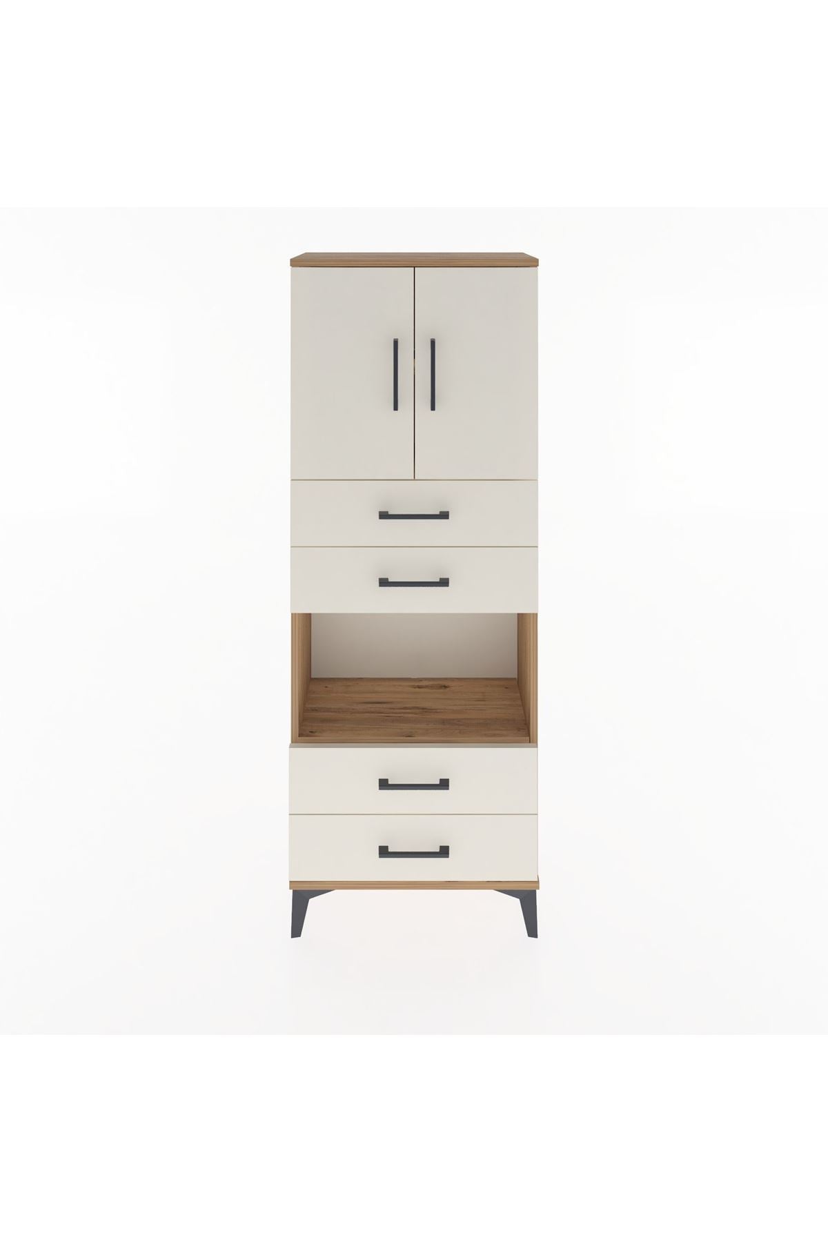 Arges Dolap 3 Raflı 4 Çekmeceli 2 Kapaklı 60x30x163 - S20M091V7A