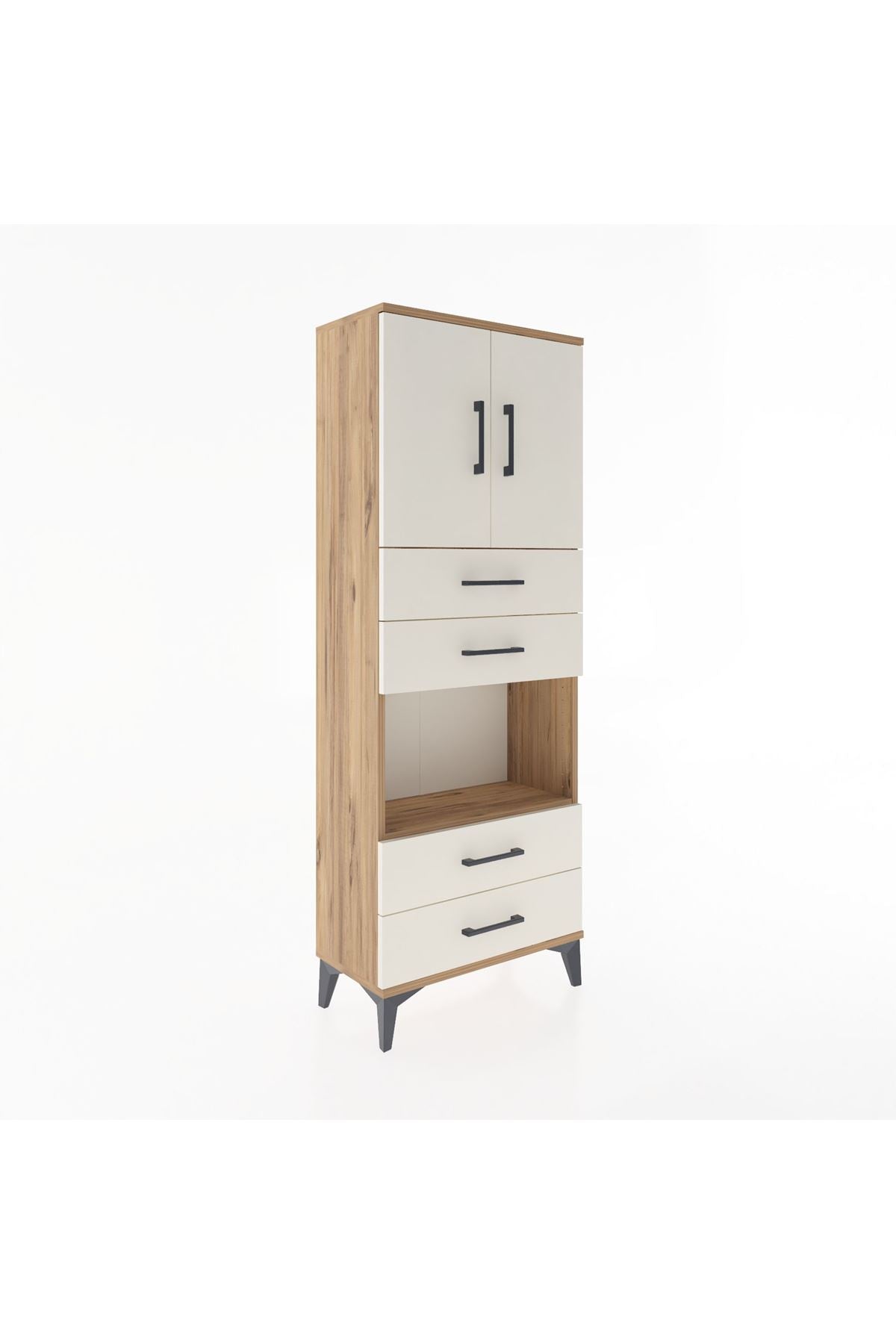 Arges Dolap 3 Raflı 4 Çekmeceli 2 Kapaklı 60x30x163 - S20M091V7A