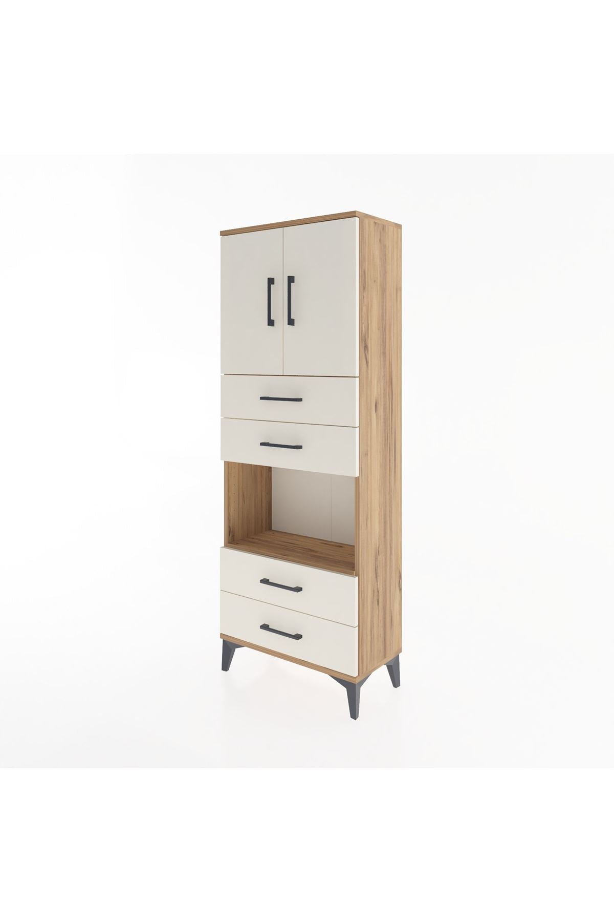 Arges Dolap 3 Raflı 4 Çekmeceli 2 Kapaklı 60x30x163 - S20M091V7A