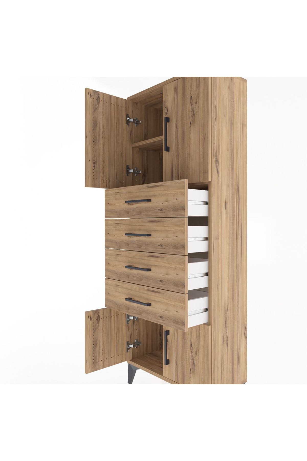 Arges Dolap 2 Raflı 4 Çekmeceli 4 Kapaklı 60x30x163 - S20M093V9A