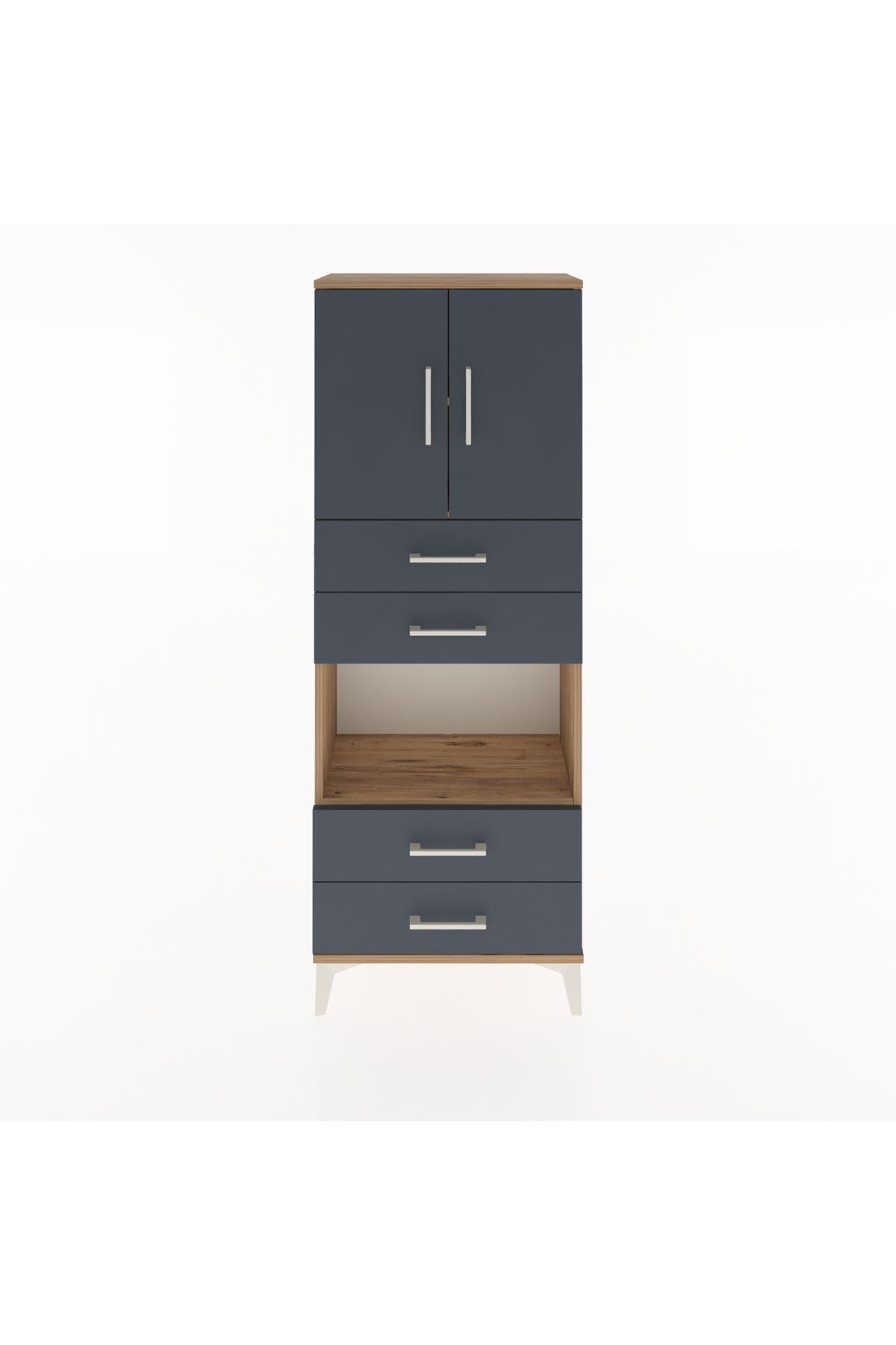 Arges Dolap 3 Raflı 4 Çekmeceli 2 Kapaklı 60x30x163 - S20M091V8A