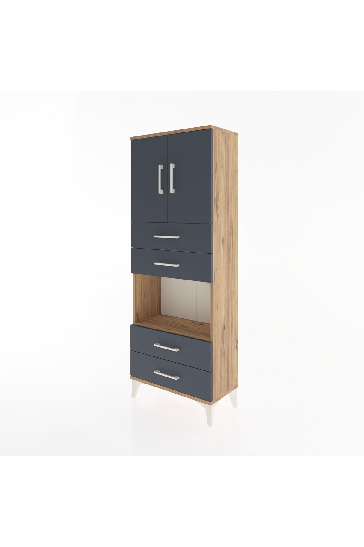 Arges Dolap 3 Raflı 4 Çekmeceli 2 Kapaklı 60x30x163 - S20M091V8A