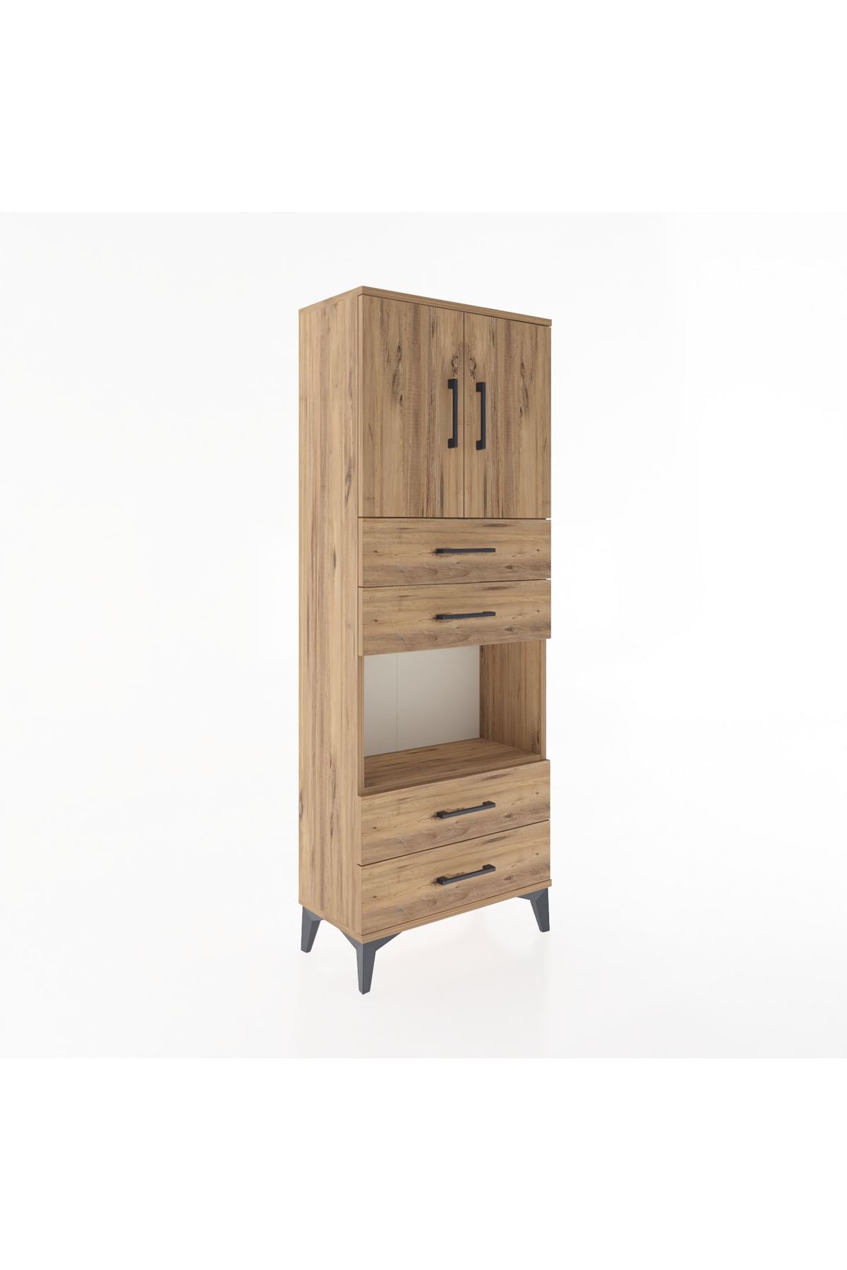 Arges Dolap 3 Raflı 4 Çekmeceli 2 Kapaklı 60x30x163 - S20M091V9A