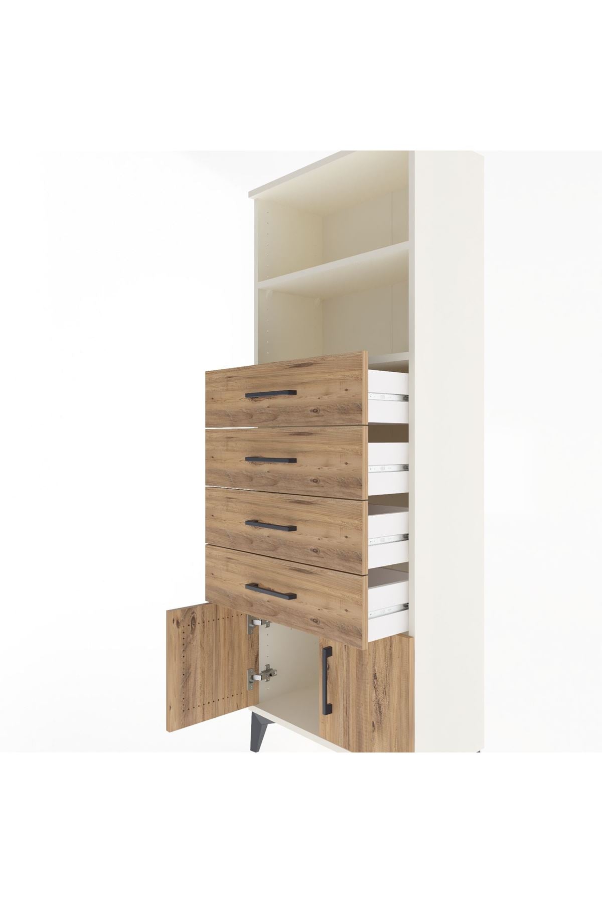 Arges Dolap 2 Raflı 4 Çekmeceli 2 Kapaklı 60x30x163 - S20M094V3A