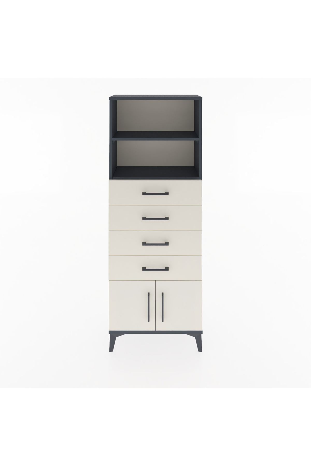 Arges Dolap 2 Raflı 4 Çekmeceli 2 Kapaklı 60x30x163 - S20M094V4A