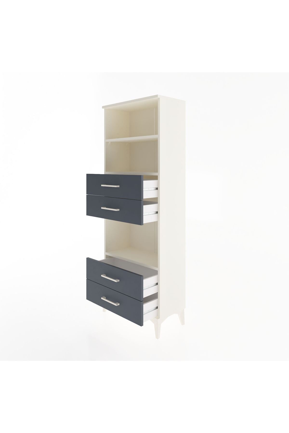 Arges Dolap 3 Raflı 4 Çekmeceli 60x30x163 - S20M092V2A