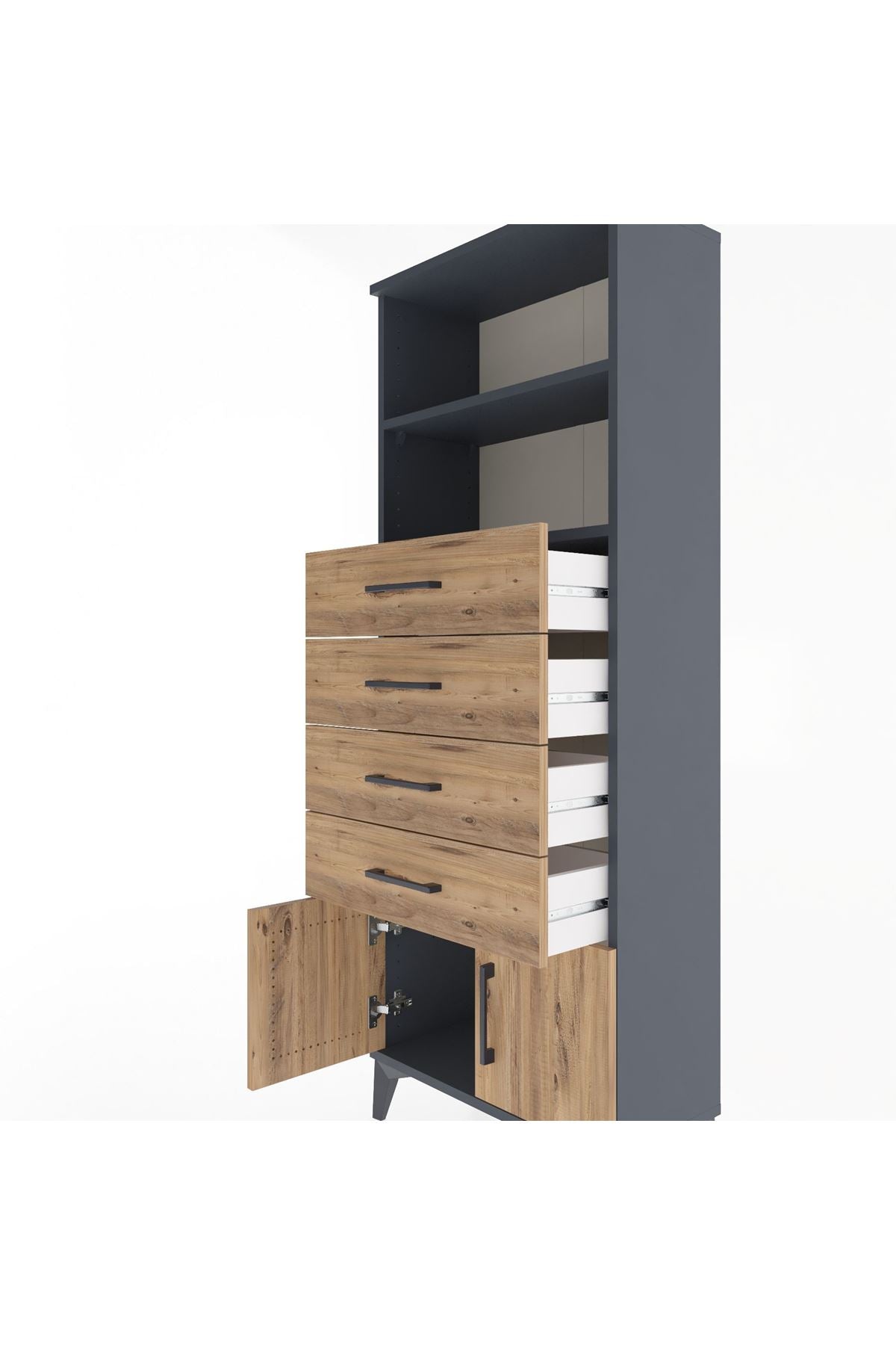 Arges Dolap 2 Raflı 4 Çekmeceli 2 Kapaklı 60x30x163 - S20M094V6A