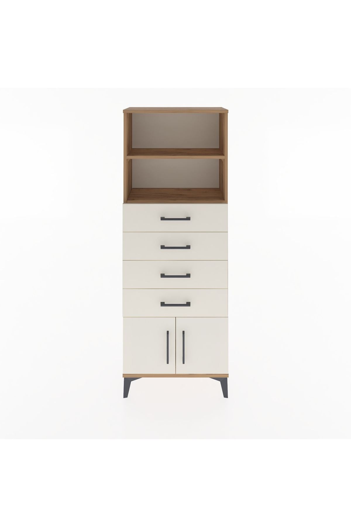 Arges Dolap 2 Raflı 4 Çekmeceli 2 Kapaklı 60x30x163 - S20M094V7A