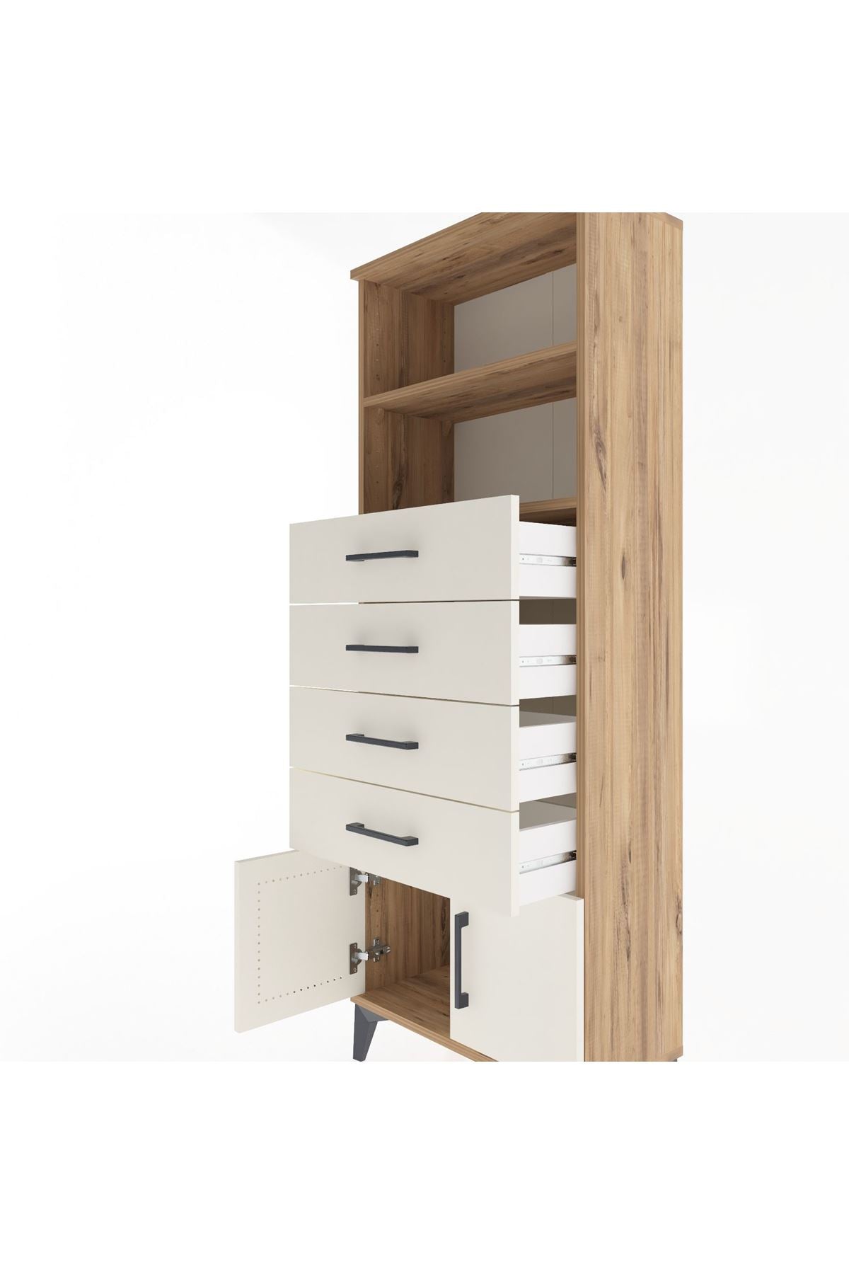 Arges Dolap 2 Raflı 4 Çekmeceli 2 Kapaklı 60x30x163 - S20M094V7A