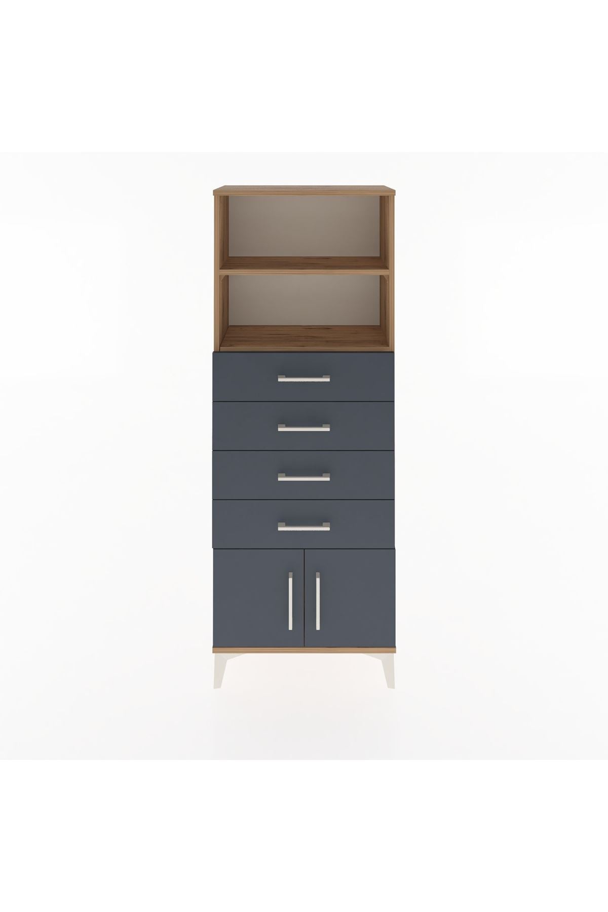 Arges Dolap 2 Raflı 4 Çekmeceli 2 Kapaklı 60x30x163 - S20M094V8A