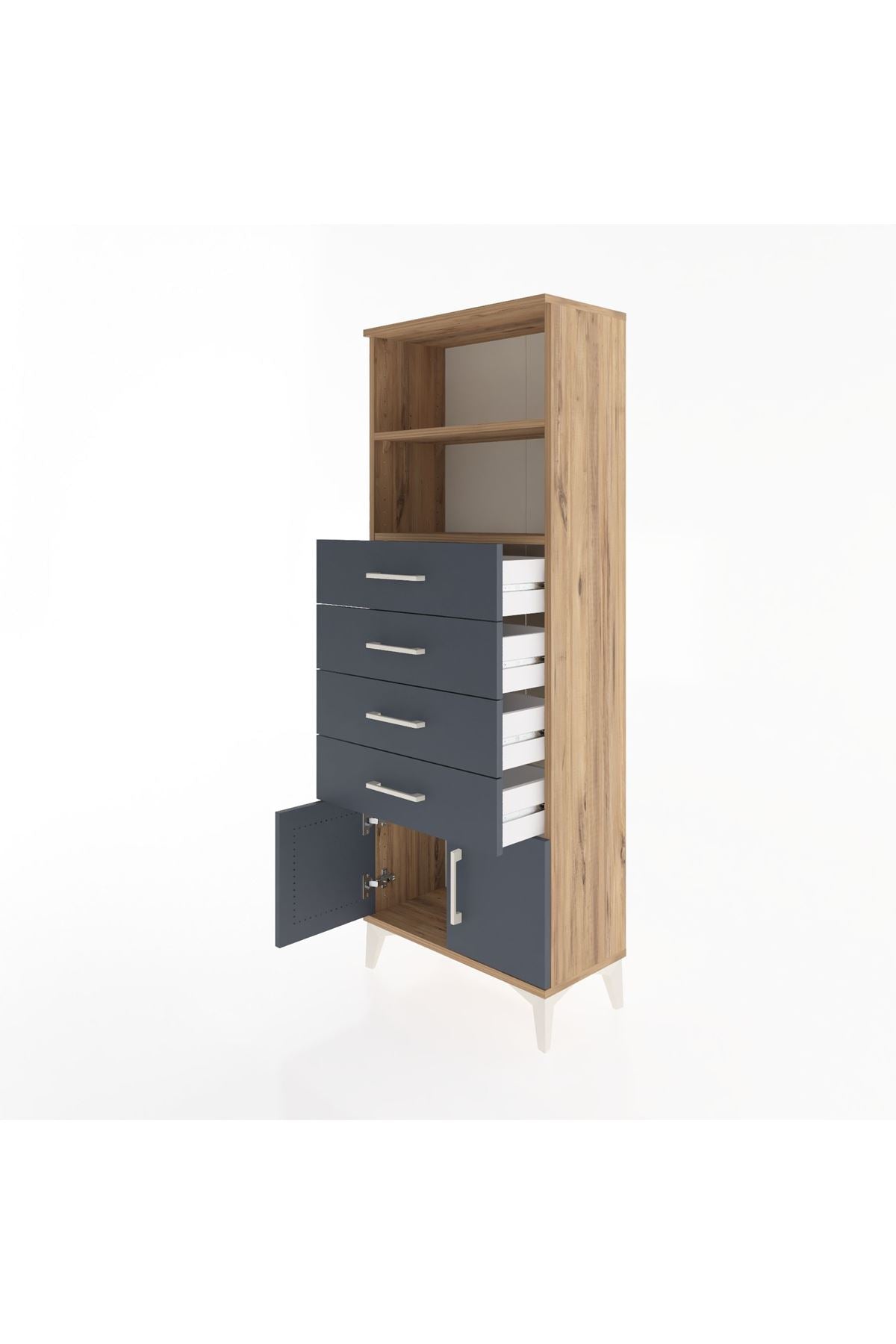 Arges Dolap 2 Raflı 4 Çekmeceli 2 Kapaklı 60x30x163 - S20M094V8A