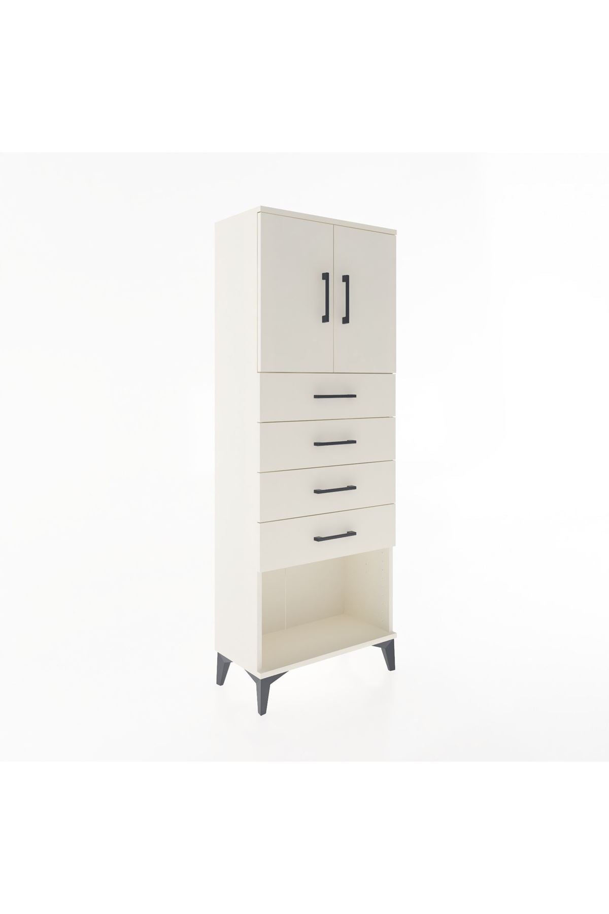Arges Dolap 2 Raflı 4 Çekmeceli 2 Kapaklı 60x30x163 - S20M095V1A