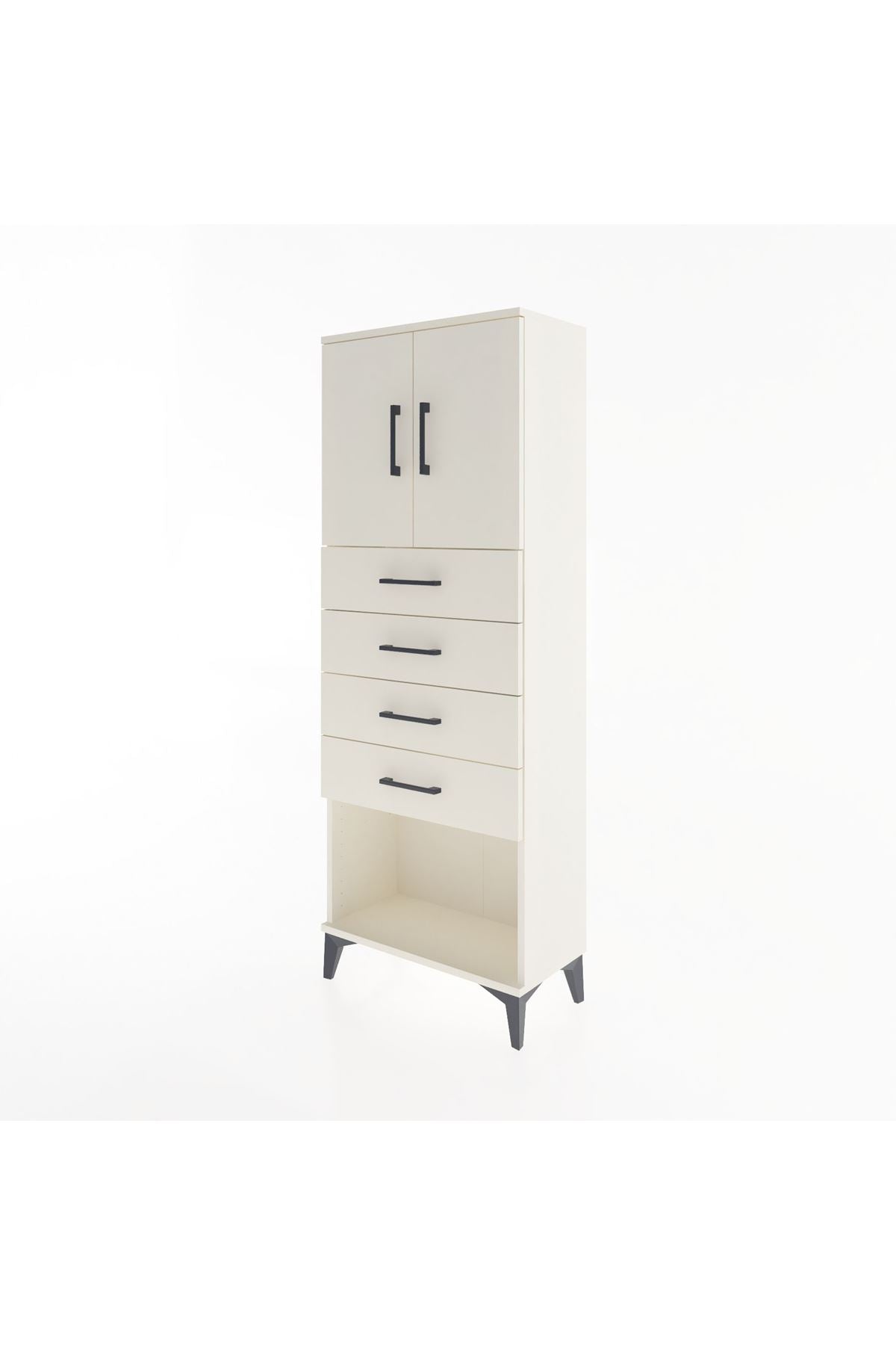 Arges Dolap 2 Raflı 4 Çekmeceli 2 Kapaklı 60x30x163 - S20M095V1A