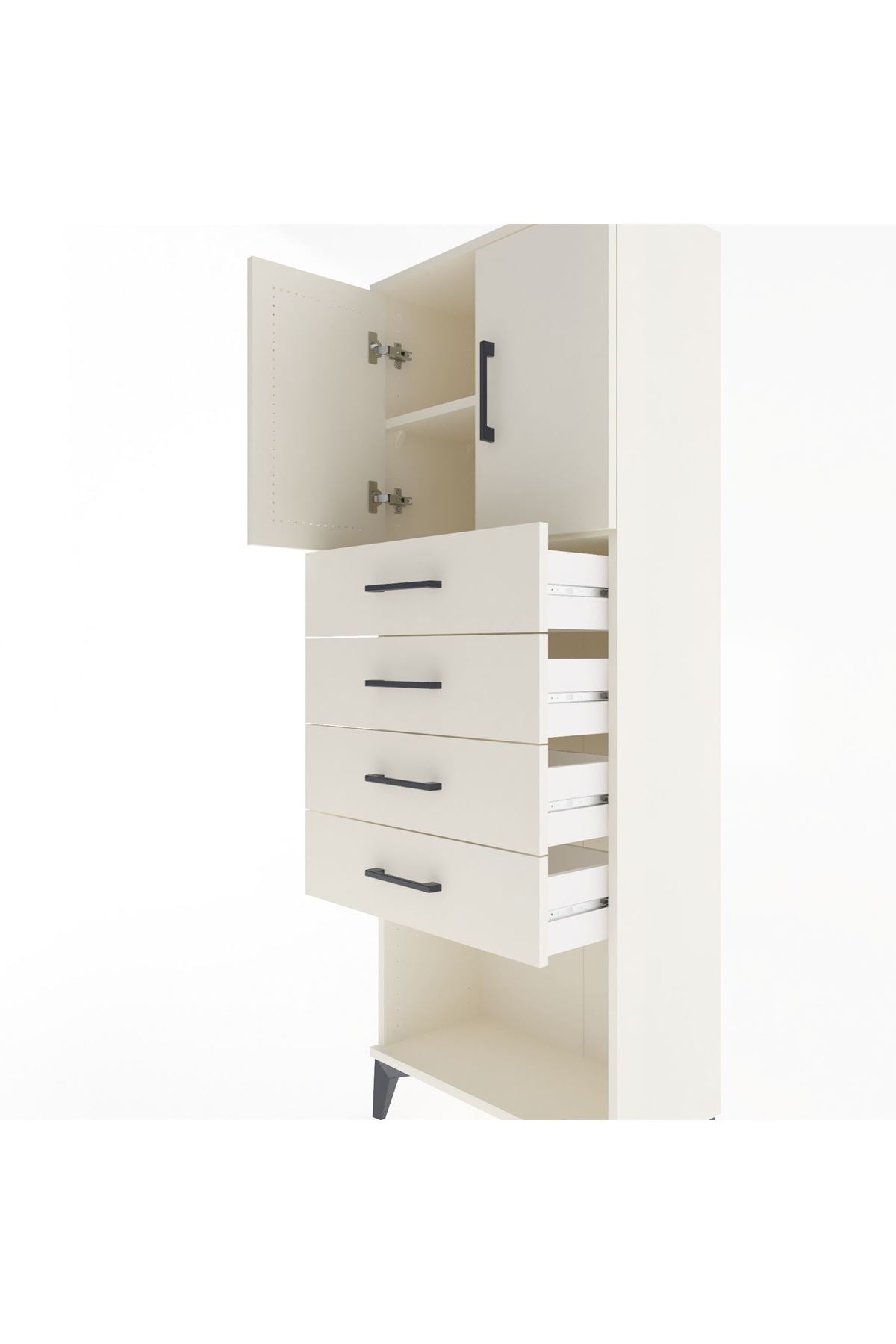 Arges Dolap 2 Raflı 4 Çekmeceli 2 Kapaklı 60x30x163 - S20M095V1A
