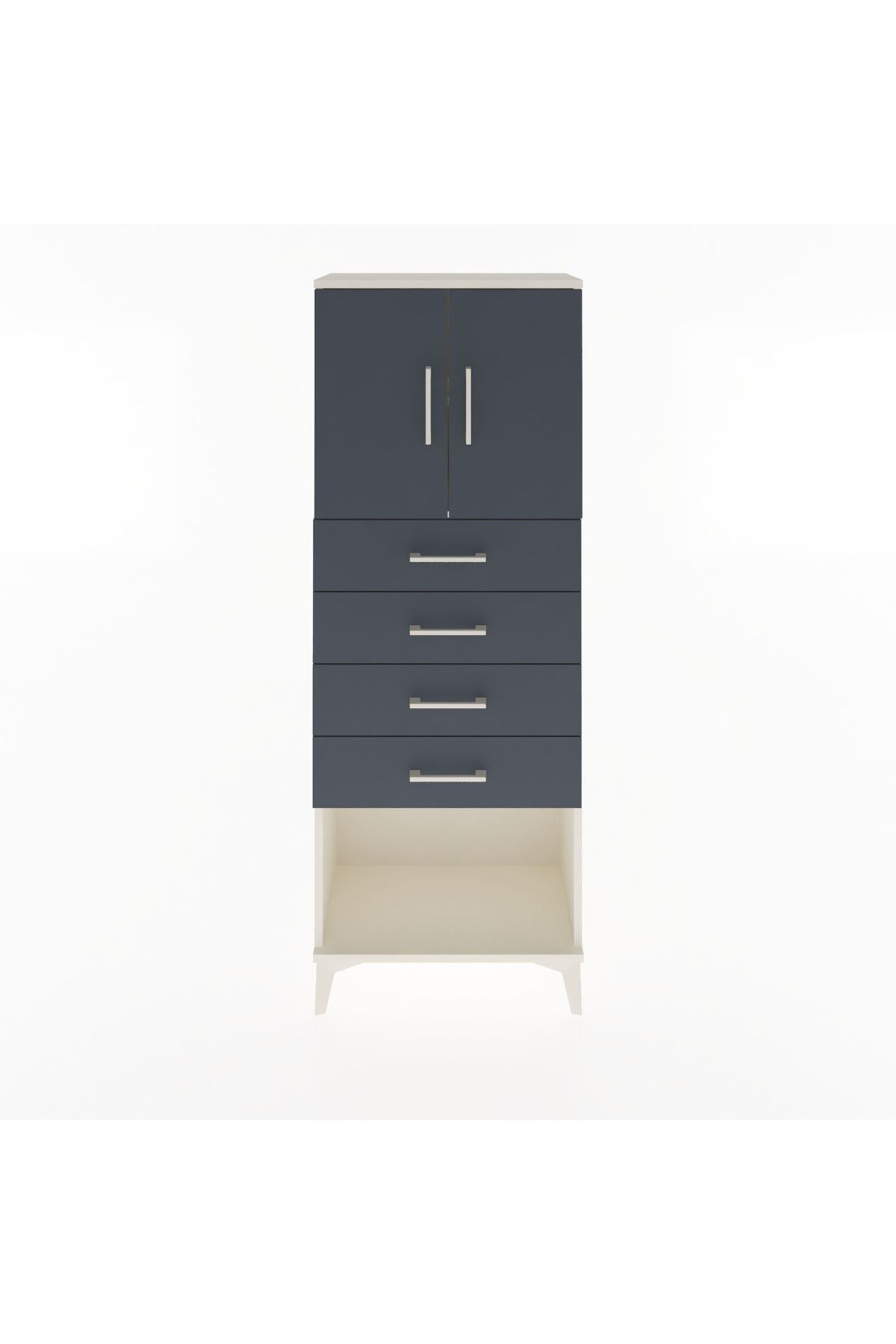 Arges Dolap 2 Raflı 4 Çekmeceli 2 Kapaklı 60x30x163 - S20M095V2A
