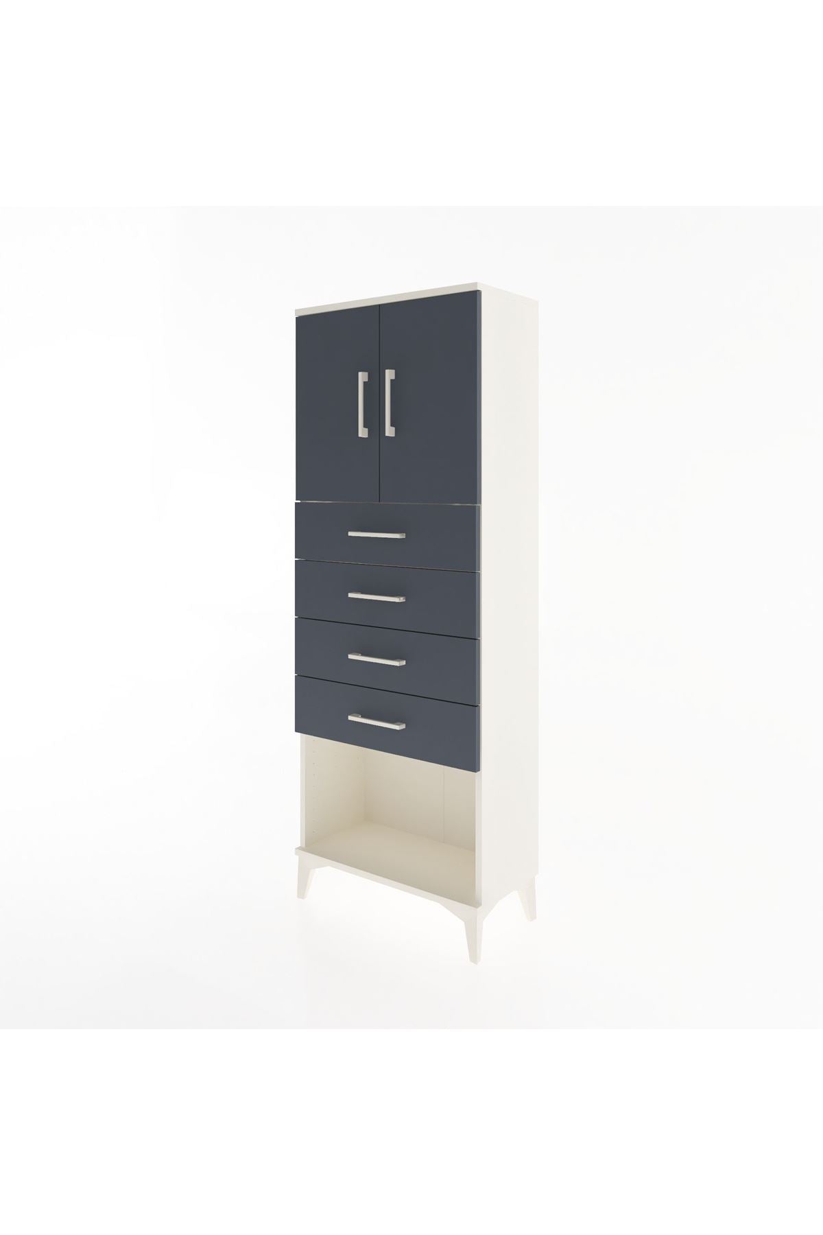 Arges Dolap 2 Raflı 4 Çekmeceli 2 Kapaklı 60x30x163 - S20M095V2A
