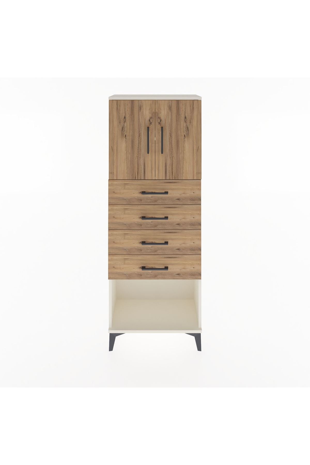 Arges Dolap 2 Raflı 4 Çekmeceli 2 Kapaklı 60x30x163 - S20M095V3A