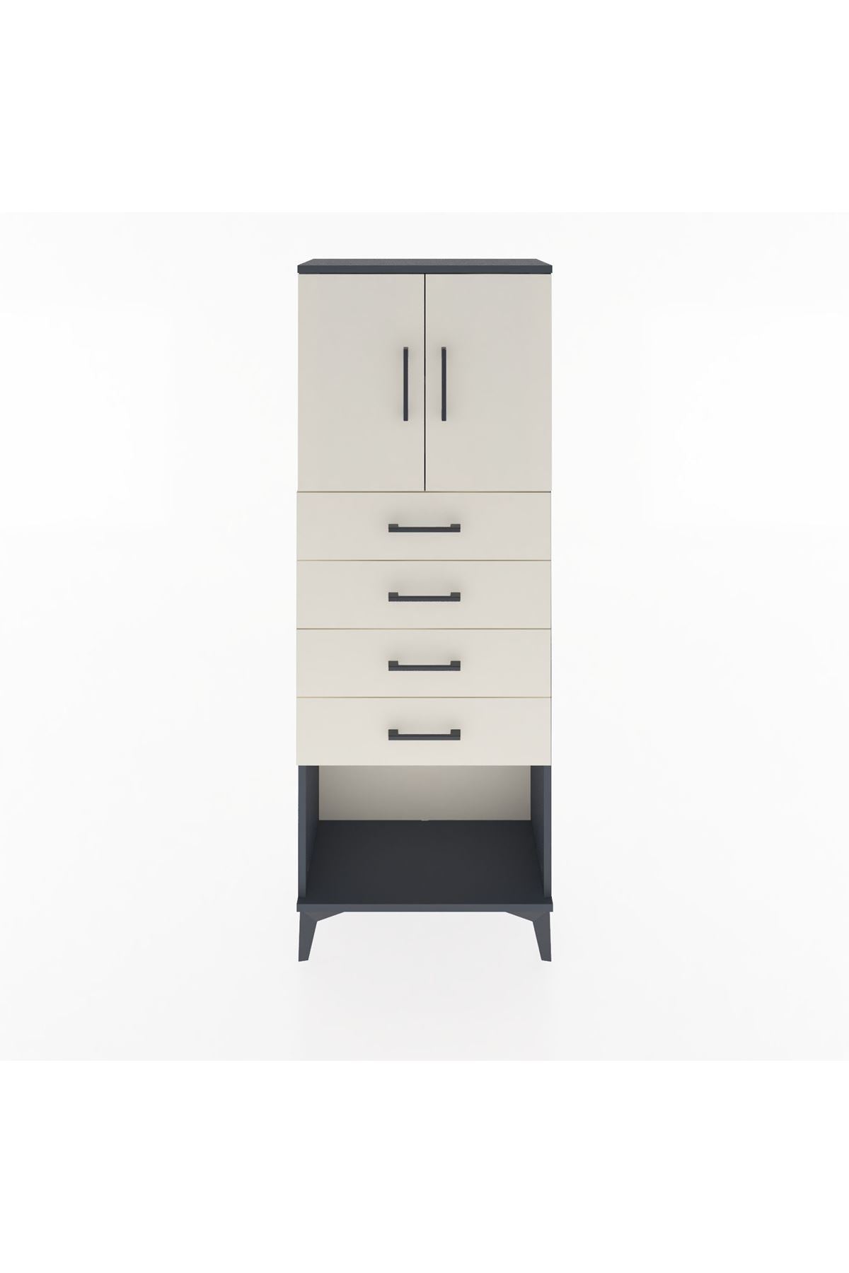 Arges Dolap 2 Raflı 4 Çekmeceli 2 Kapaklı 60x30x163 - S20M095V4A
