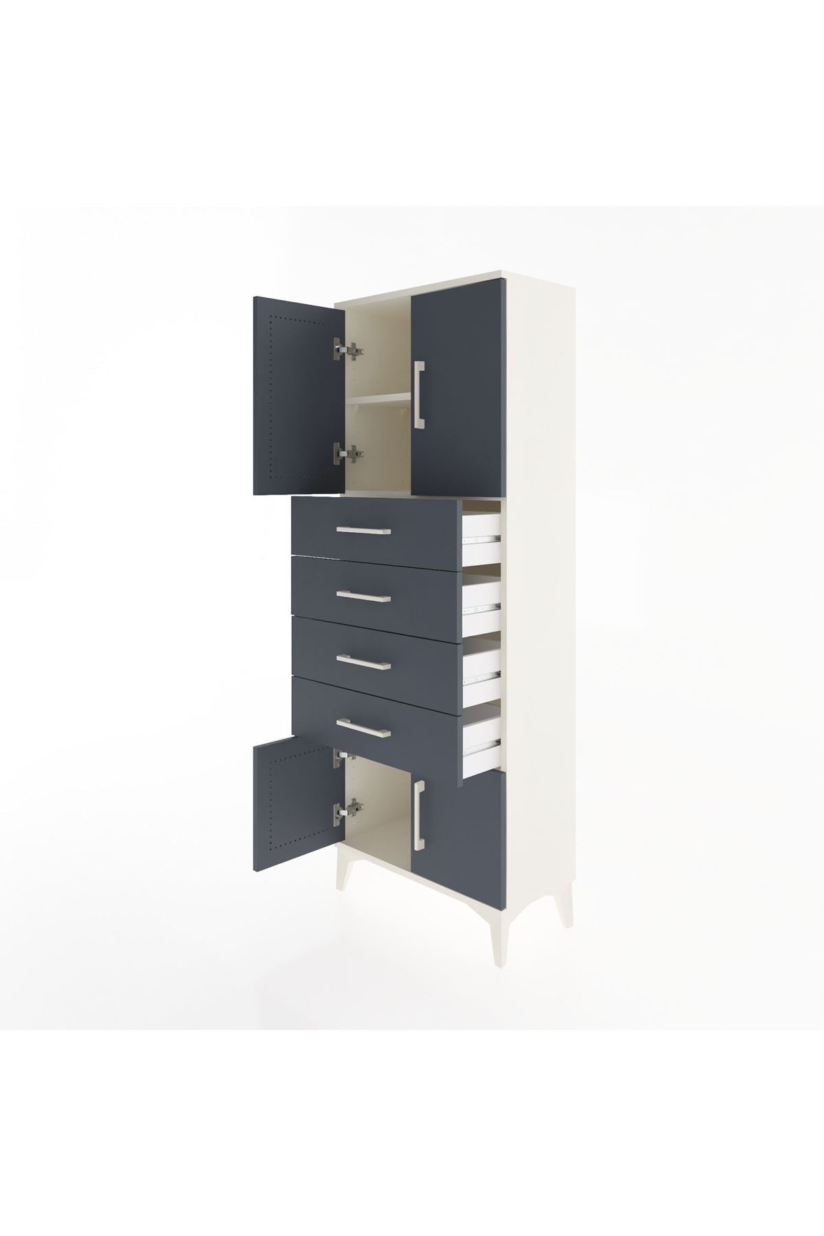 Arges Dolap 2 Raflı 4 Çekmeceli 4 Kapaklı 60x30x163 - S20M093V2A