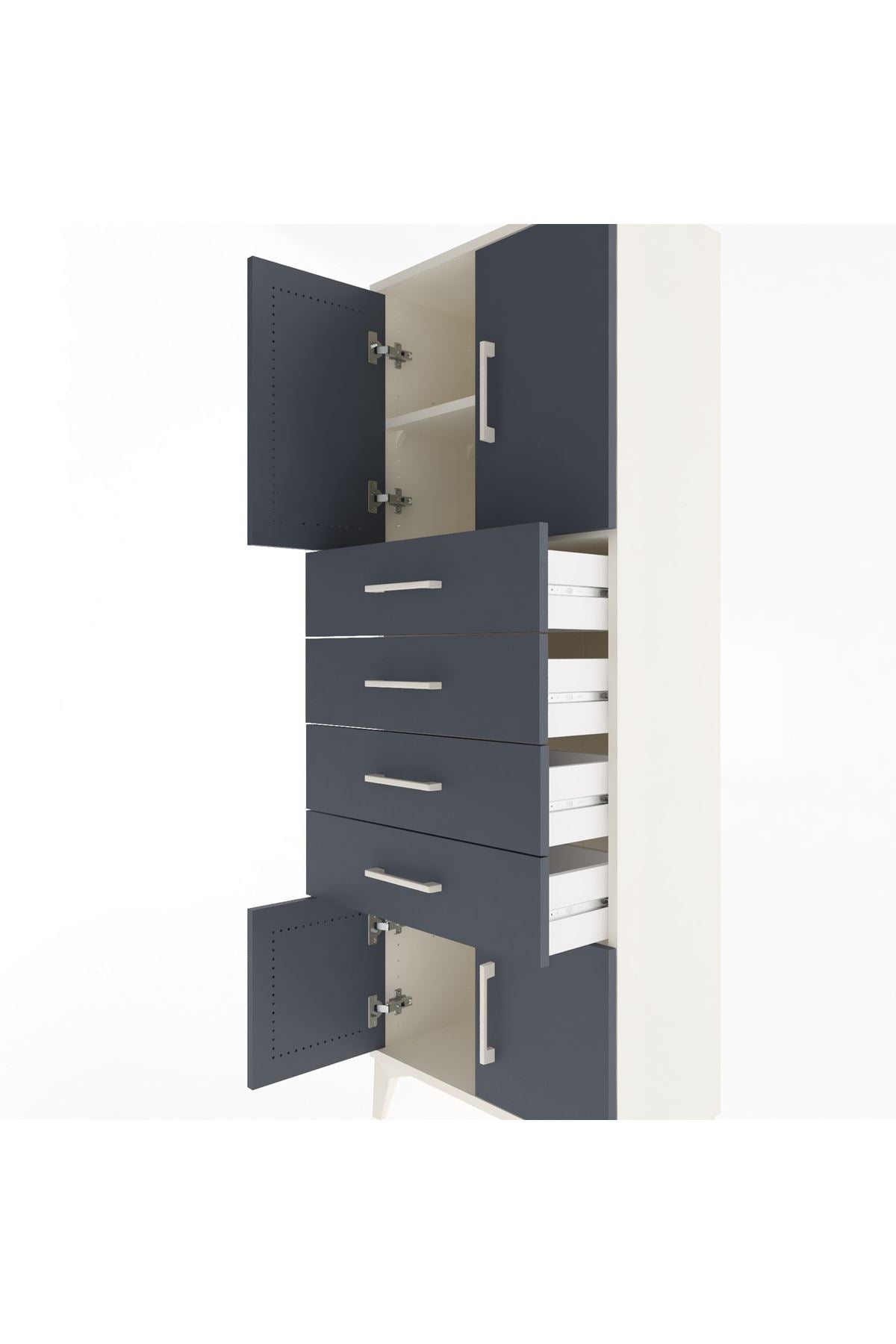 Arges Dolap 2 Raflı 4 Çekmeceli 4 Kapaklı 60x30x163 - S20M093V2A