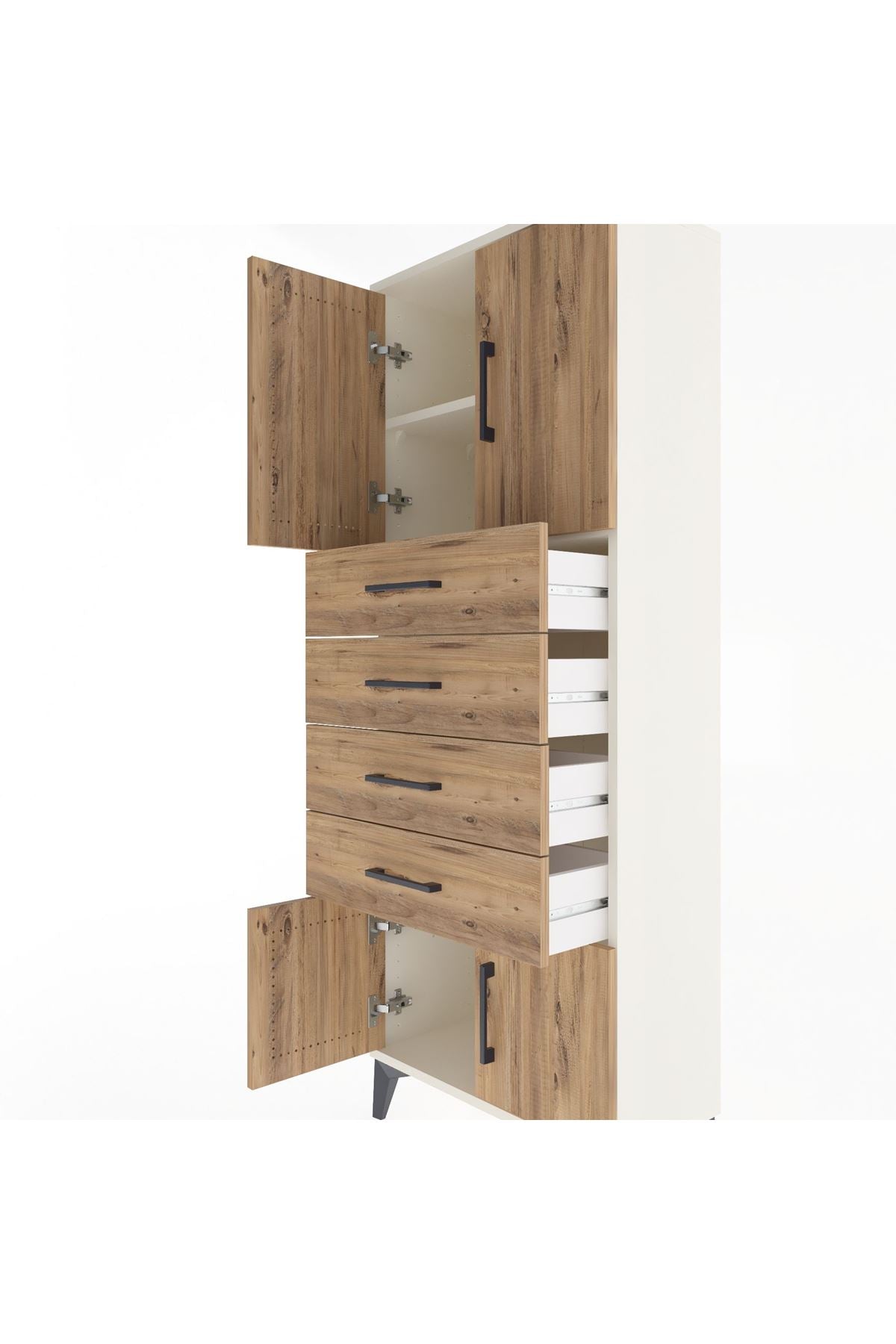 Arges Dolap 2 Raflı 4 Çekmeceli 4 Kapaklı 60x30x163 - S20M093V3A