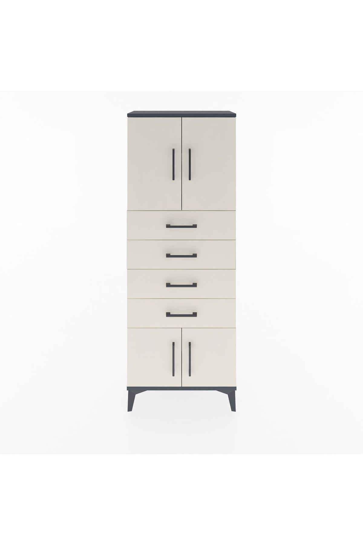 Arges Dolap 2 Raflı 4 Çekmeceli 4 Kapaklı 60x30x163 - S20M093V4A