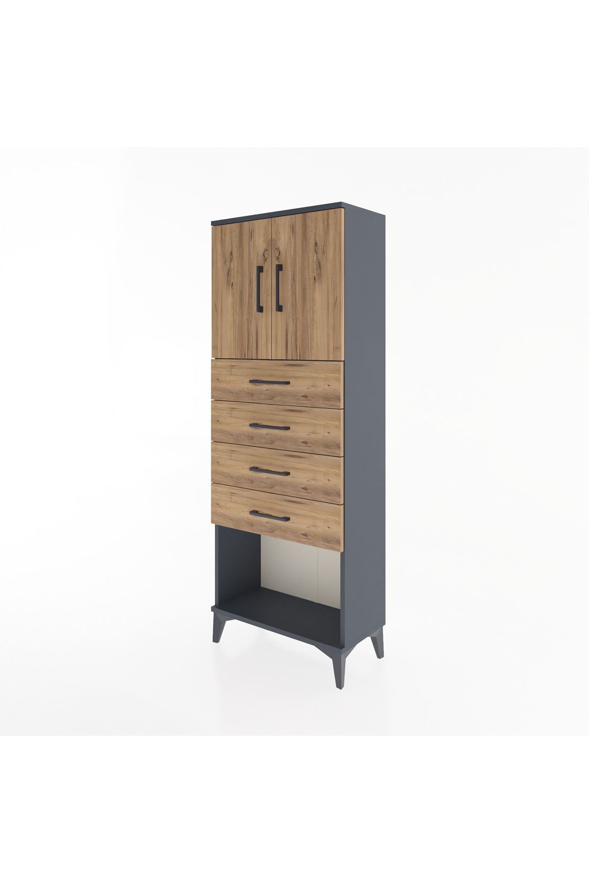 Arges Dolap 2 Raflı 4 Çekmeceli 2 Kapaklı 60x30x163 - S20M095V6A