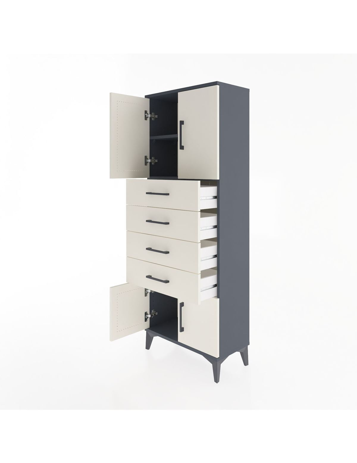 Arges Dolap 2 Raflı 4 Çekmeceli 4 Kapaklı 60x30x163 - S20M093V4A