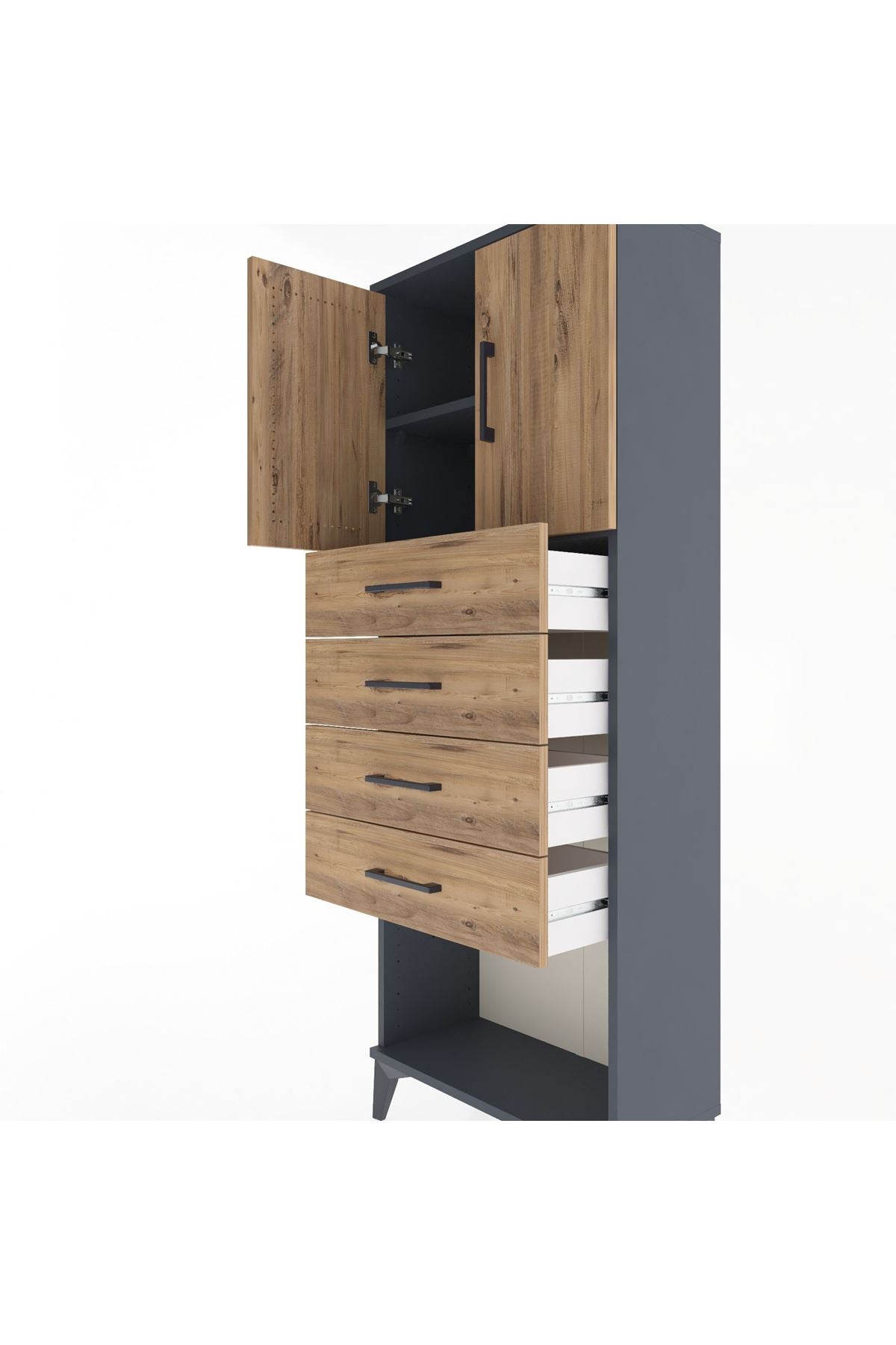 Arges Dolap 2 Raflı 4 Çekmeceli 2 Kapaklı 60x30x163 - S20M095V6A