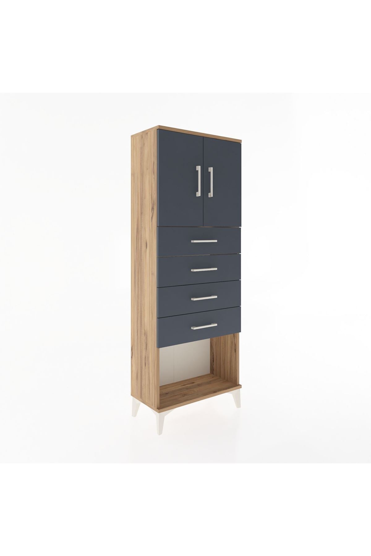Arges Dolap 2 Raflı 4 Çekmeceli 2 Kapaklı 60x30x163 - S20M095V8A
