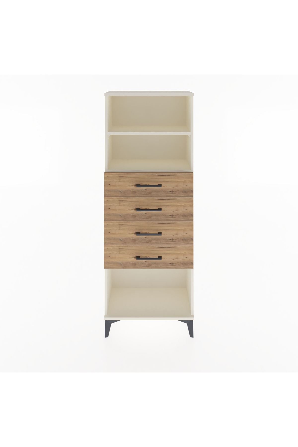 Arges Dolap 2 Raflı 4 Çekmeceli 60x30x163 - S20M096V3A