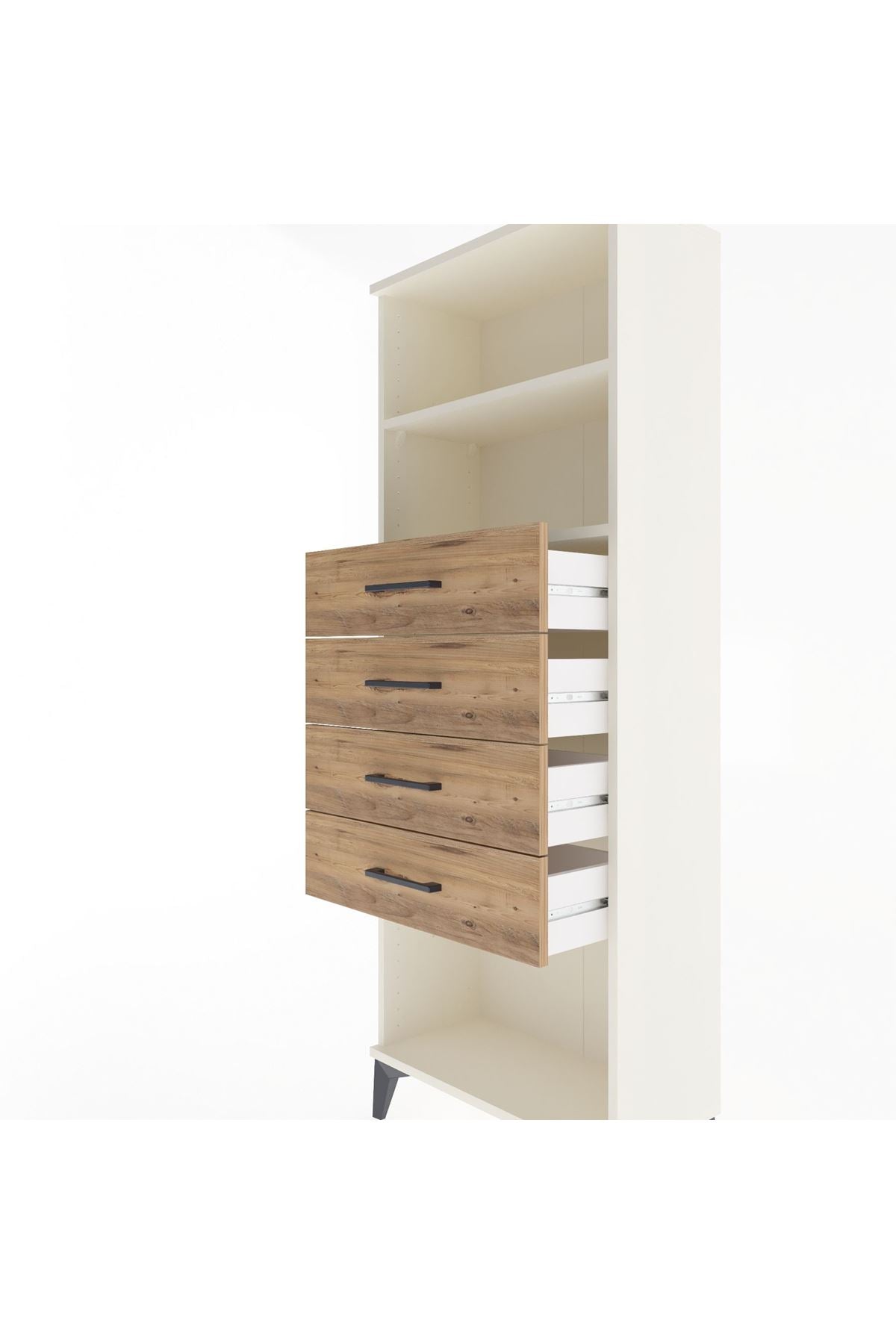 Arges Dolap 2 Raflı 4 Çekmeceli 60x30x163 - S20M096V3A