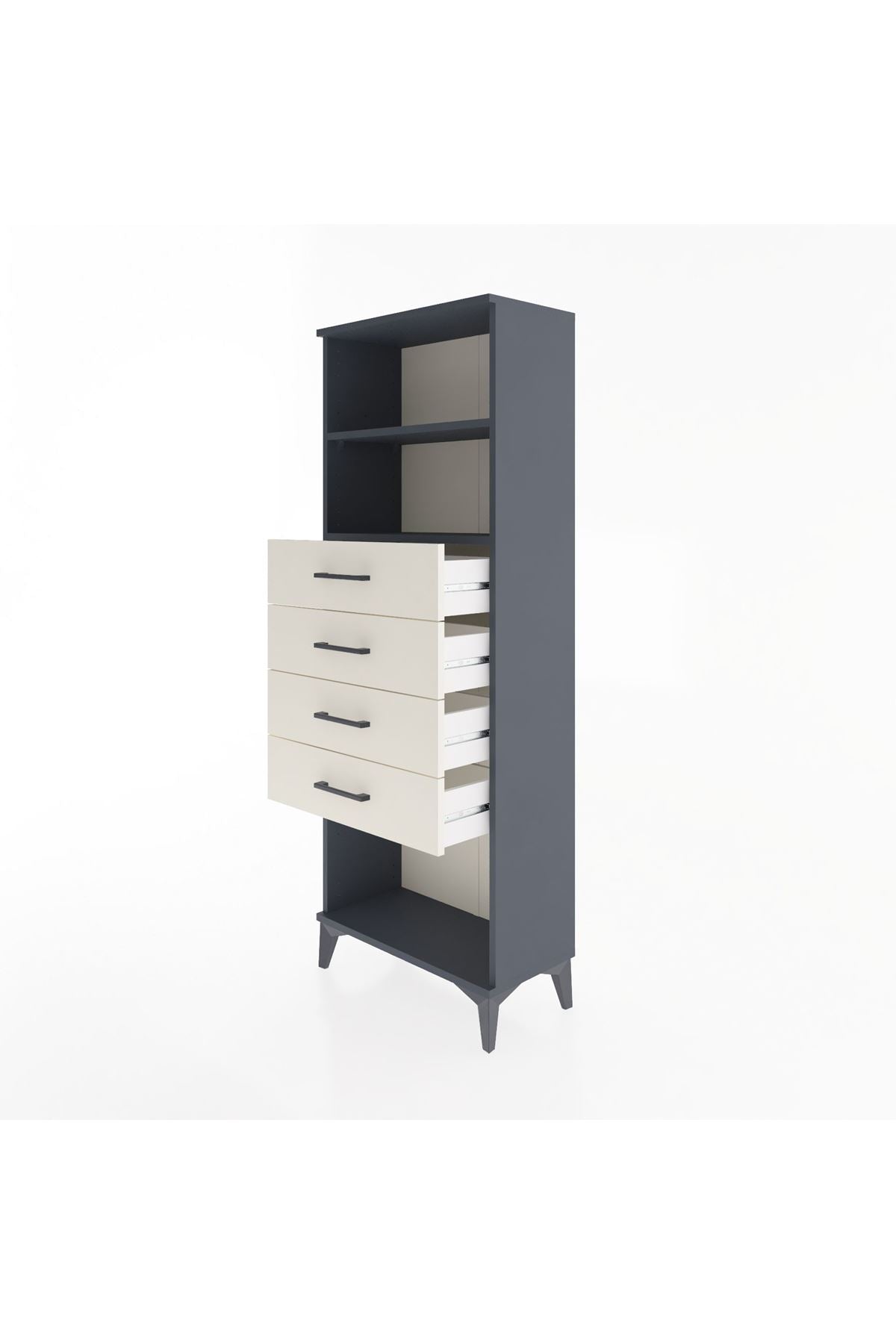 Arges Dolap 2 Raflı 4 Çekmeceli 60x30x163 - S20M096V4A