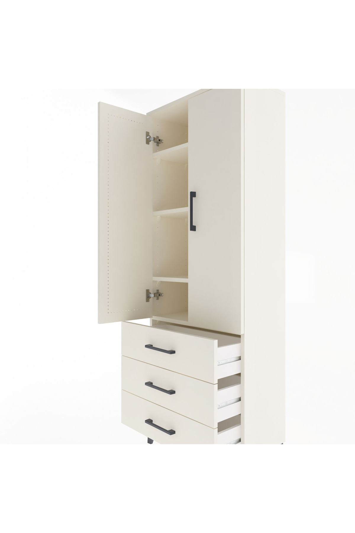 Arges Dolap 4 Raflı 3 Çekmeceli 2 Kapaklı 60x30x163 - S20M097V1A