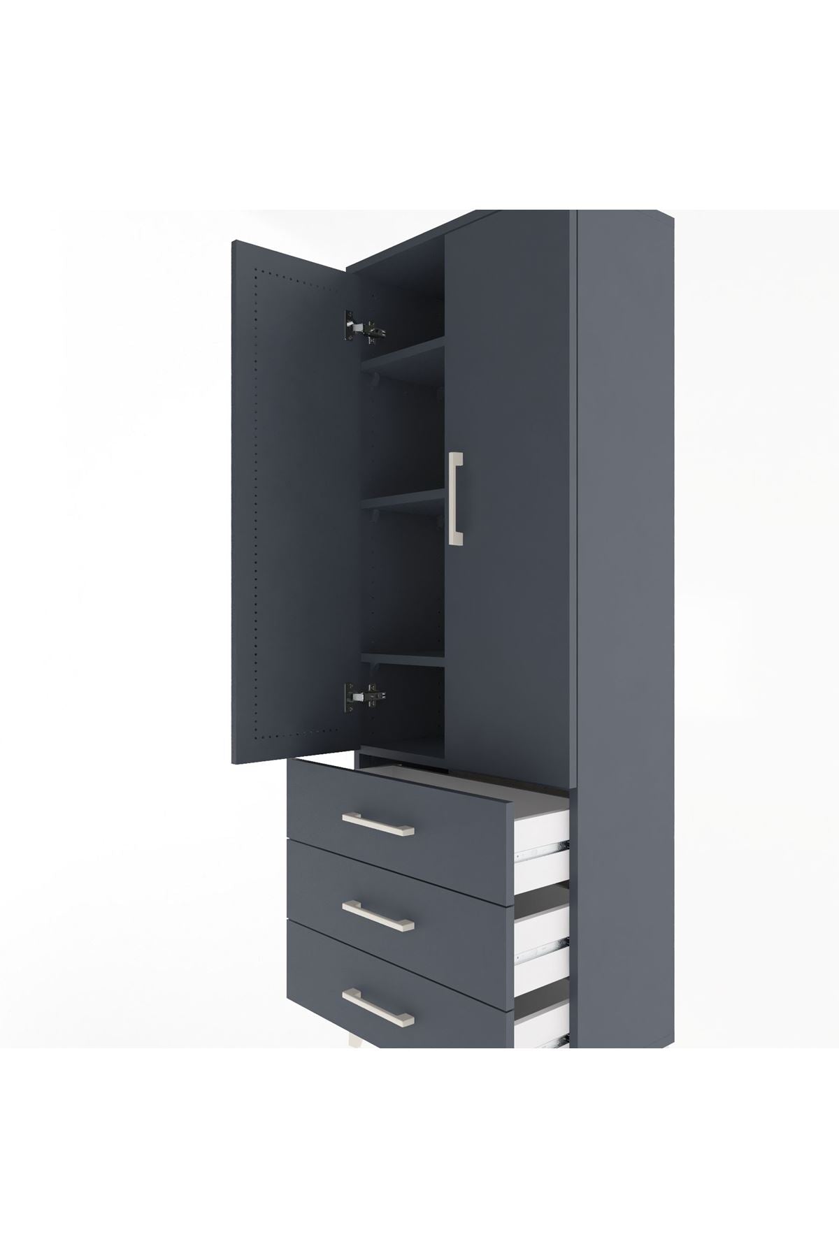 Arges Dolap 4 Raflı 3 Çekmeceli 2 Kapaklı 60x30x163 - S20M097V5A