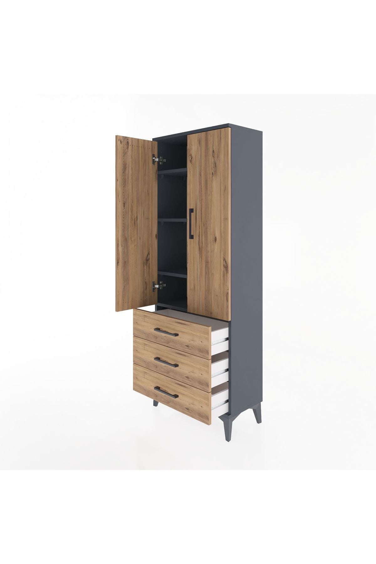 Arges Dolap 4 Raflı 3 Çekmeceli 2 Kapaklı 60x30x163 - S20M097V6A