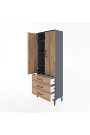 Arges Dolap 4 Raflı 3 Çekmeceli 2 Kapaklı 60x30x163 - S20M097V6A