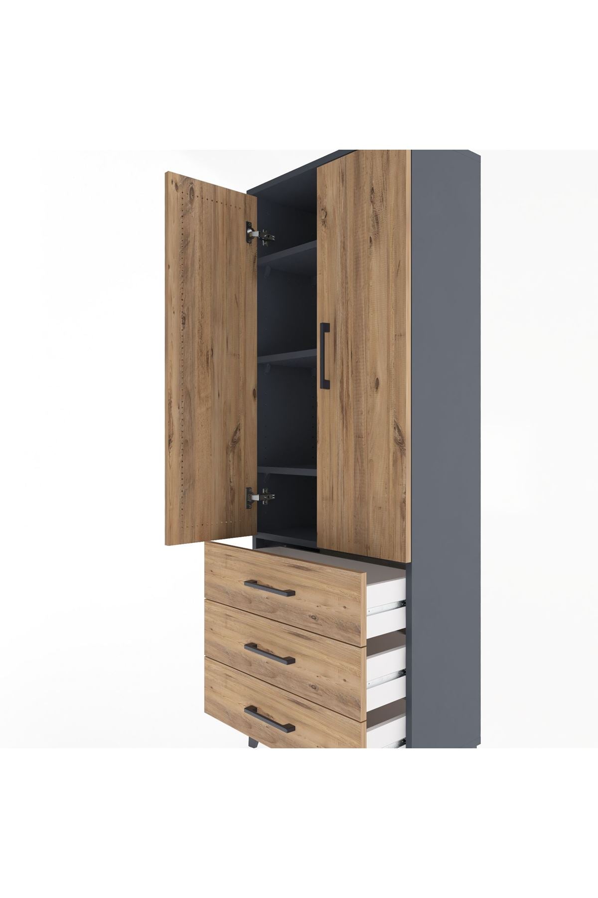 Arges Dolap 4 Raflı 3 Çekmeceli 2 Kapaklı 60x30x163 - S20M097V6A