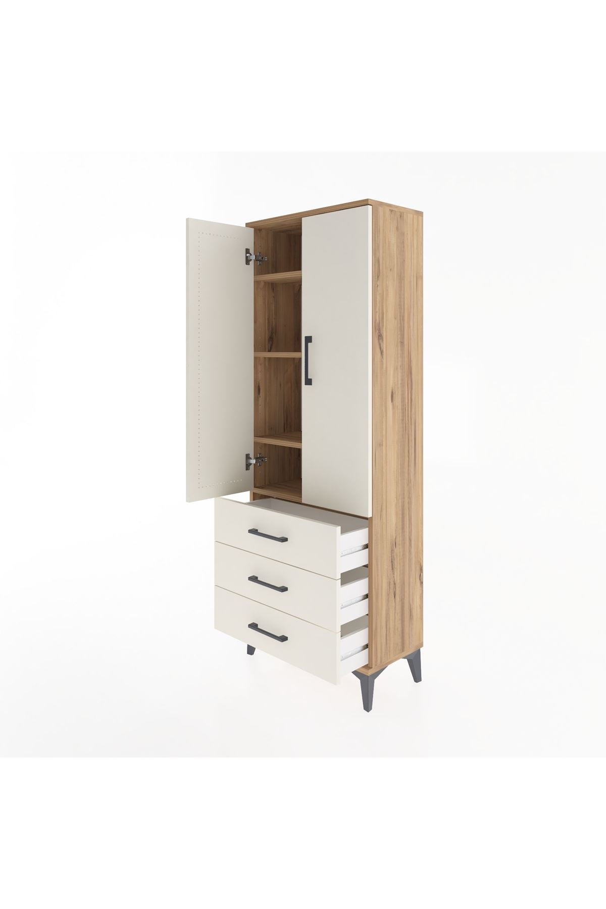 Arges Dolap 4 Raflı 3 Çekmeceli 2 Kapaklı 60x30x163 - S20M097V7A