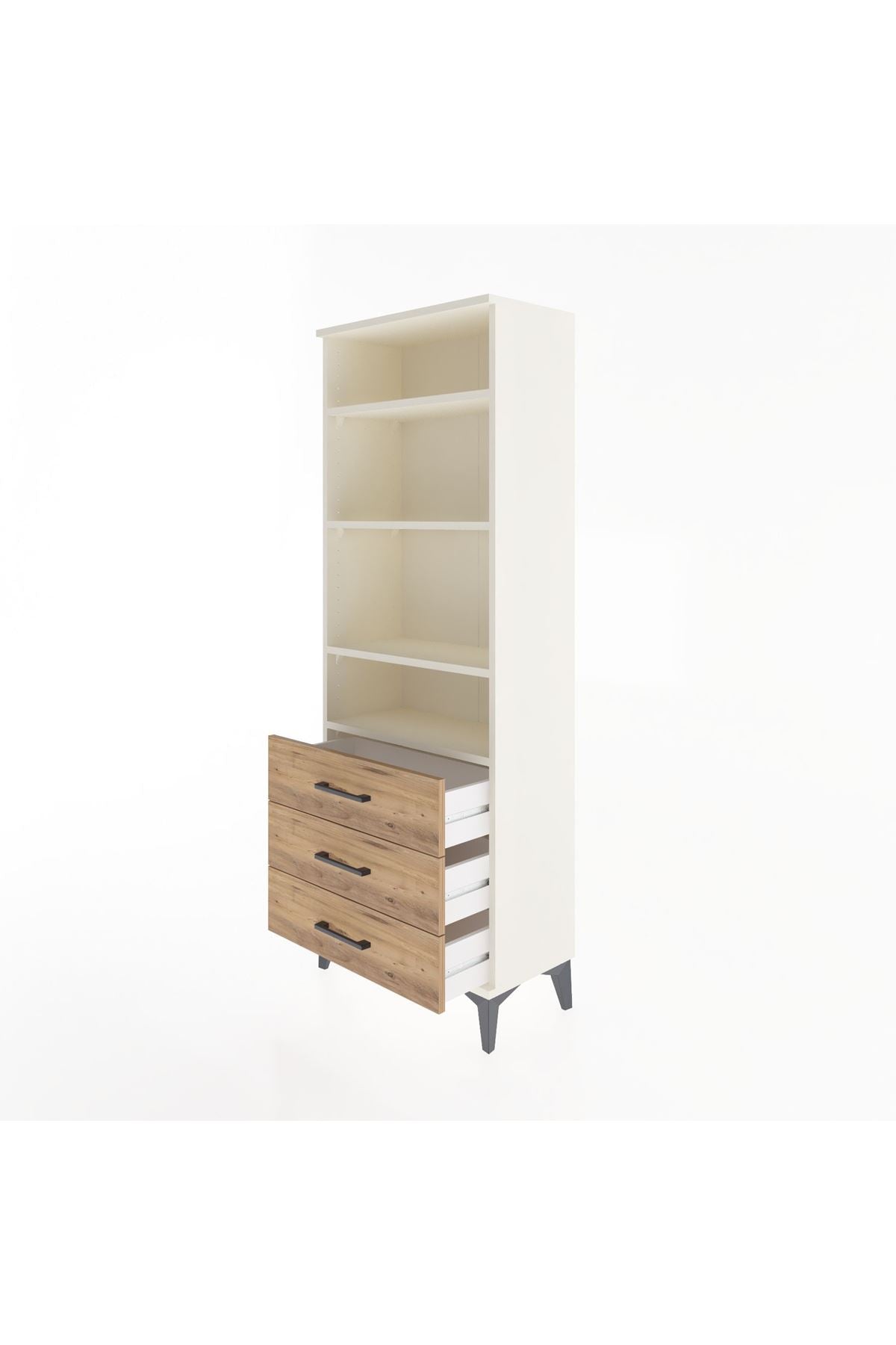 Arges Dolap 4 Raflı 3 Çekmeceli 60x30x163 - S20M098V3A